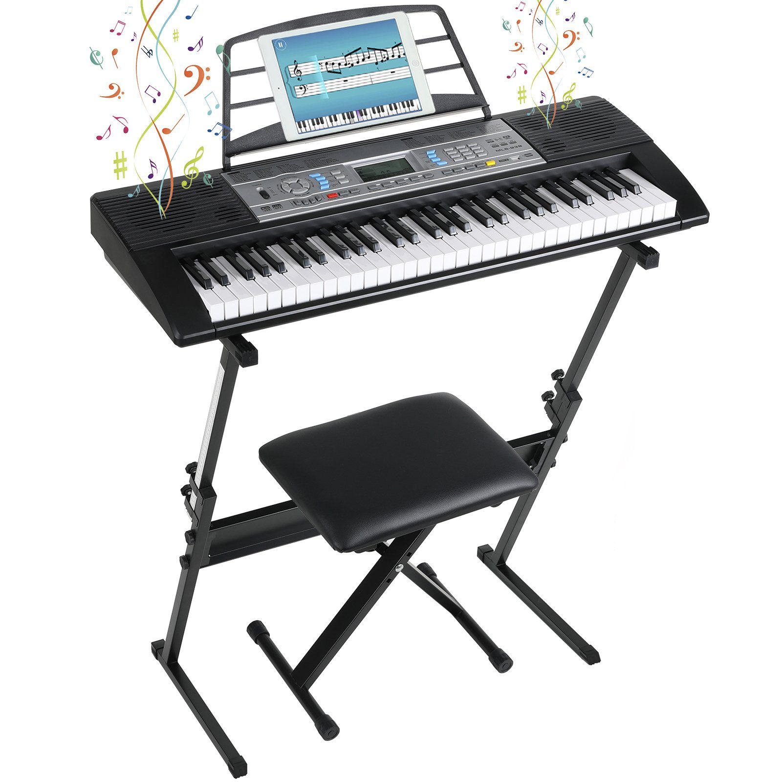 TLGREEN Digitalpiano Keyboard Piano, Digital Klavier 61 Tasten, E-Piano Tastatur, Stagepiano, Home-Keyboard, für Anfänger