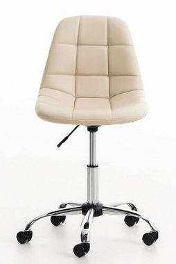 TPFLiving Bürostuhl Emily mit bequemer Rückenlehne - höhenverstellbar und 360° drehbar (Schreibtischstuhl, Drehstuhl, Chefsessel, Konferenzstuhl), Gestell: Metall chrom - Sitzfläche: Kunstleder creme