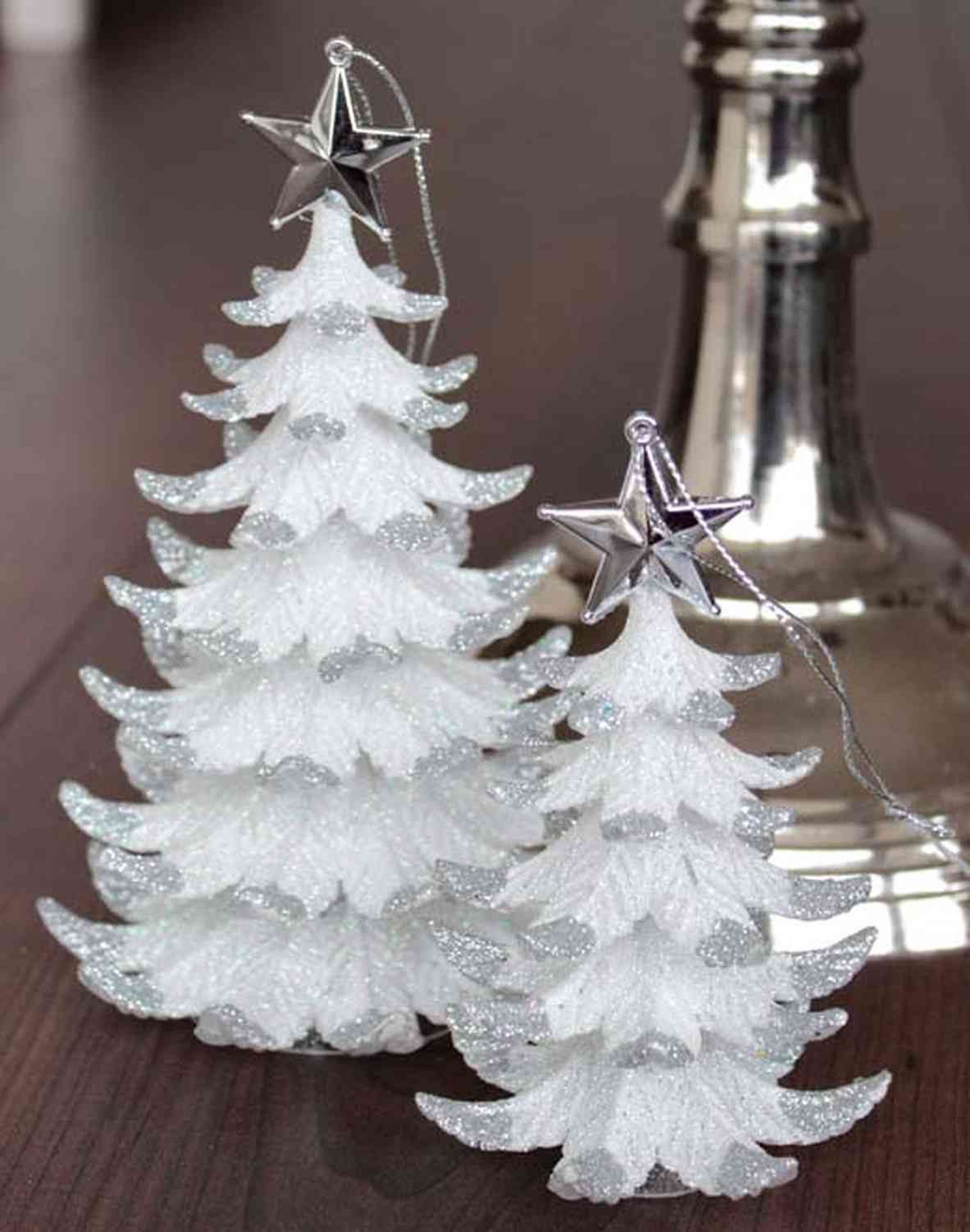 INNA-Glas Christbaumschmuck Acryl Hänger Tannenbäumchen RION mit Stern, Glitzer, wei