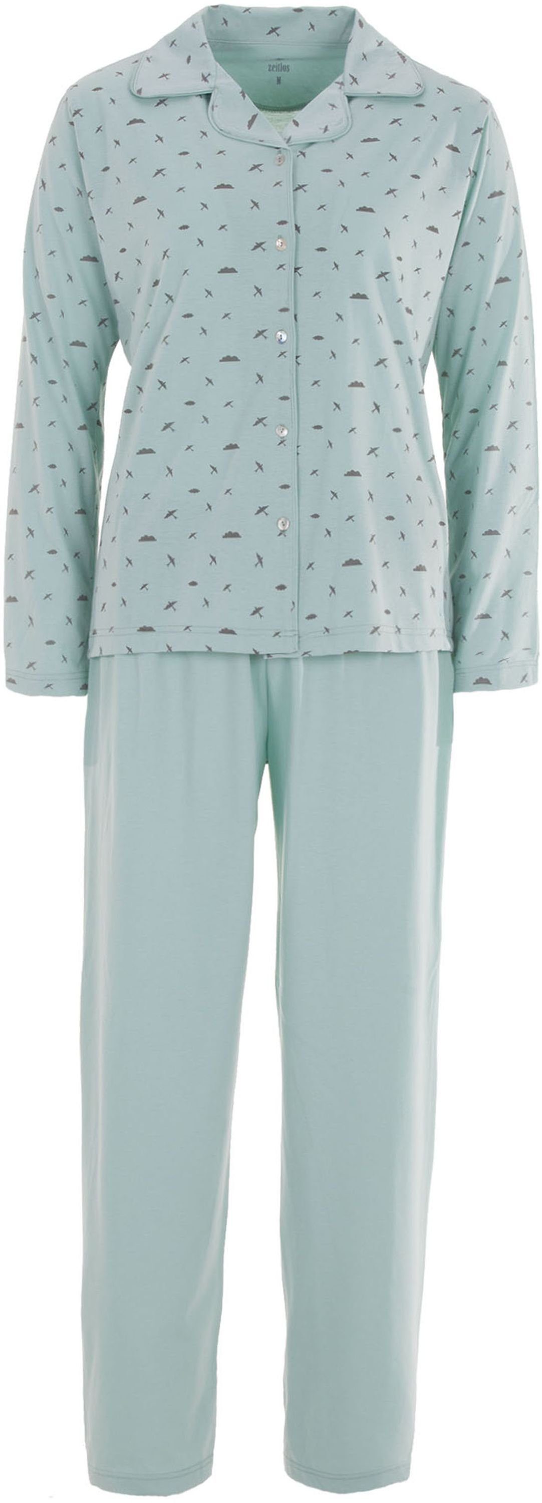 Schlafanzug zeitlos - Langarm Pyjama Schwalbe Set mint
