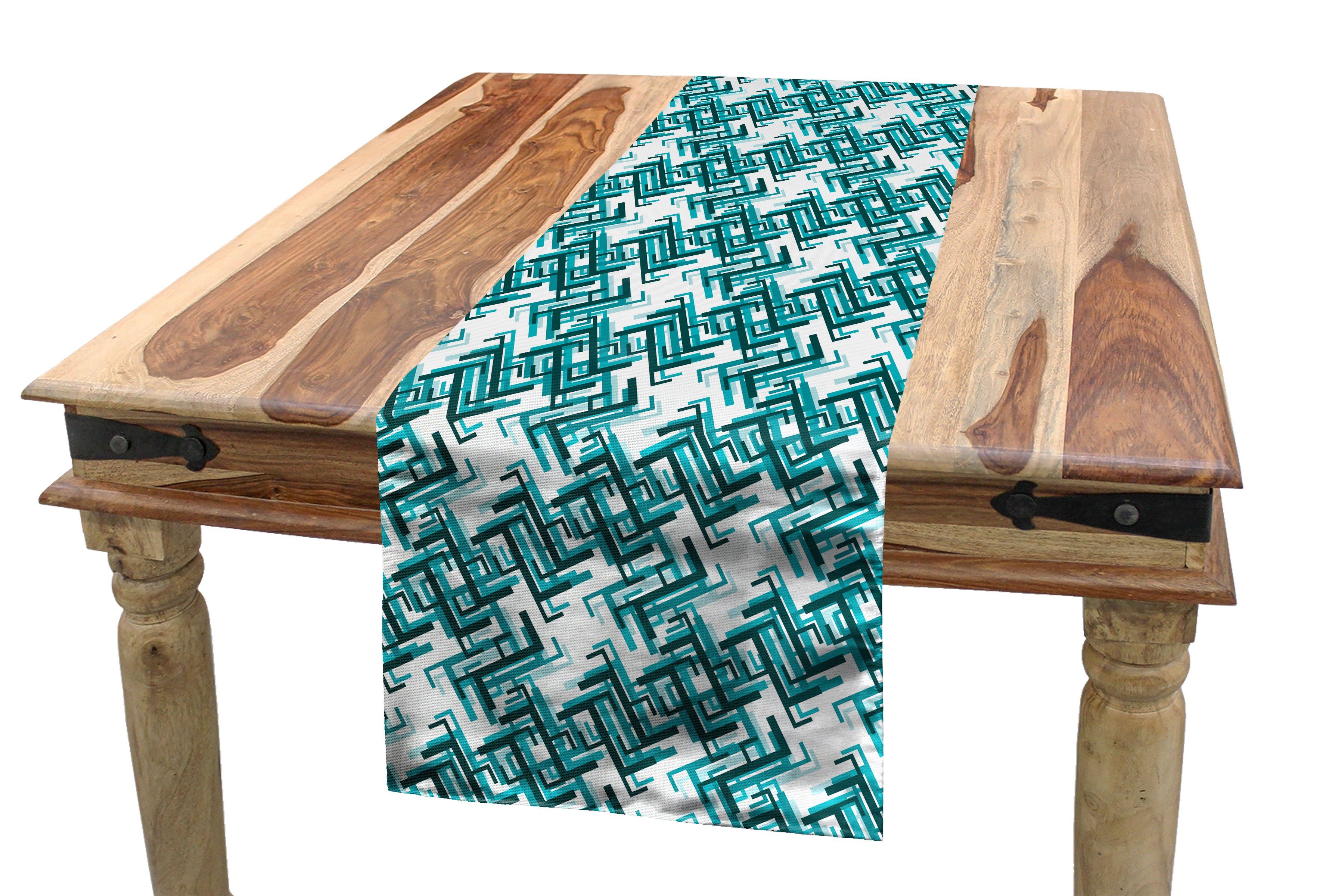 Abakuhaus Tischläufer Esszimmer Küche Rechteckiger Dekorativer Tischläufer, Abstrakt Retro Maze Trippy