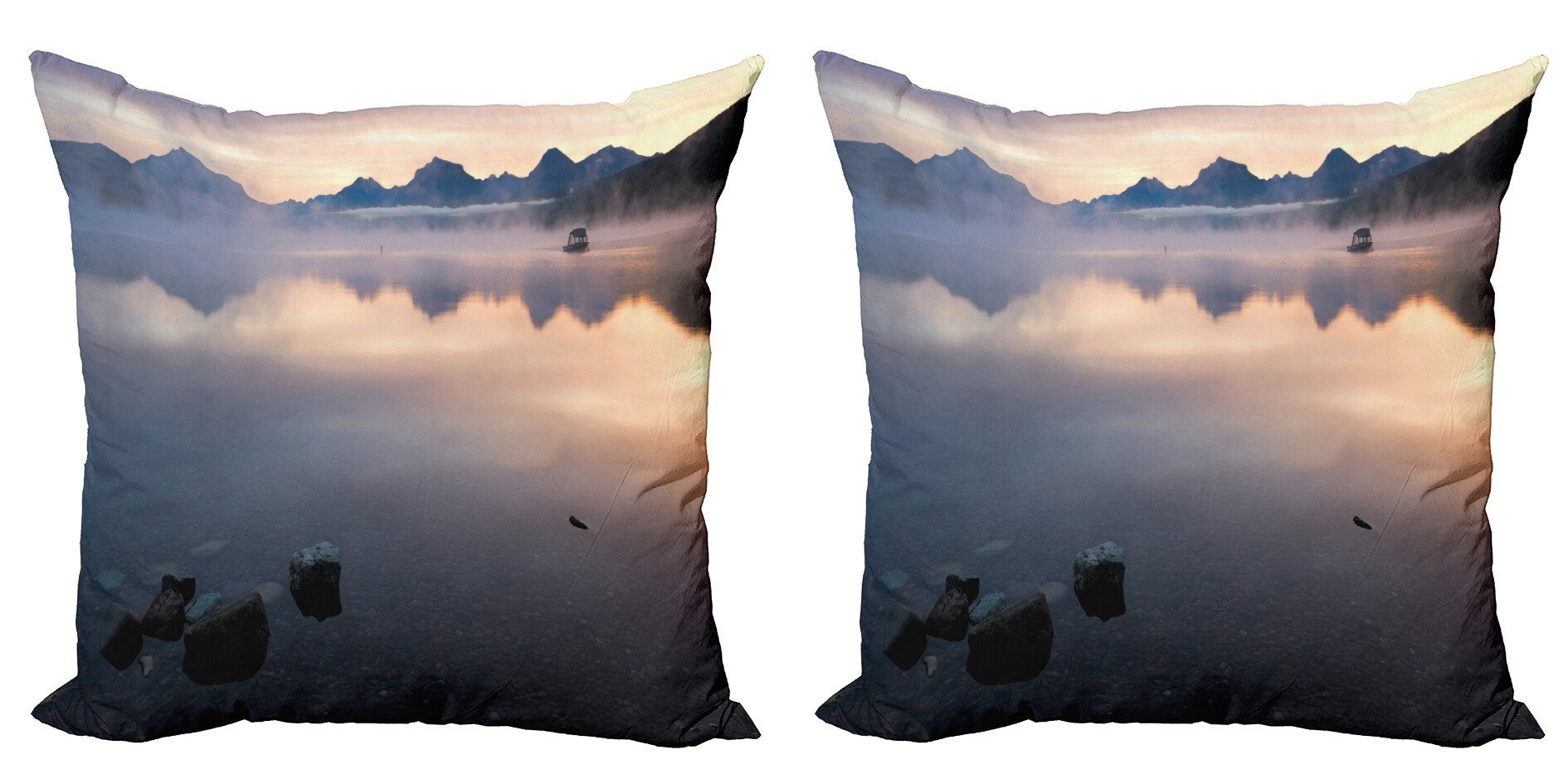 Kissenbezüge Modern Accent Doppelseitiger Digitaldruck, Abakuhaus (2 Stück), Glacier Nationalpark Misty Wetter