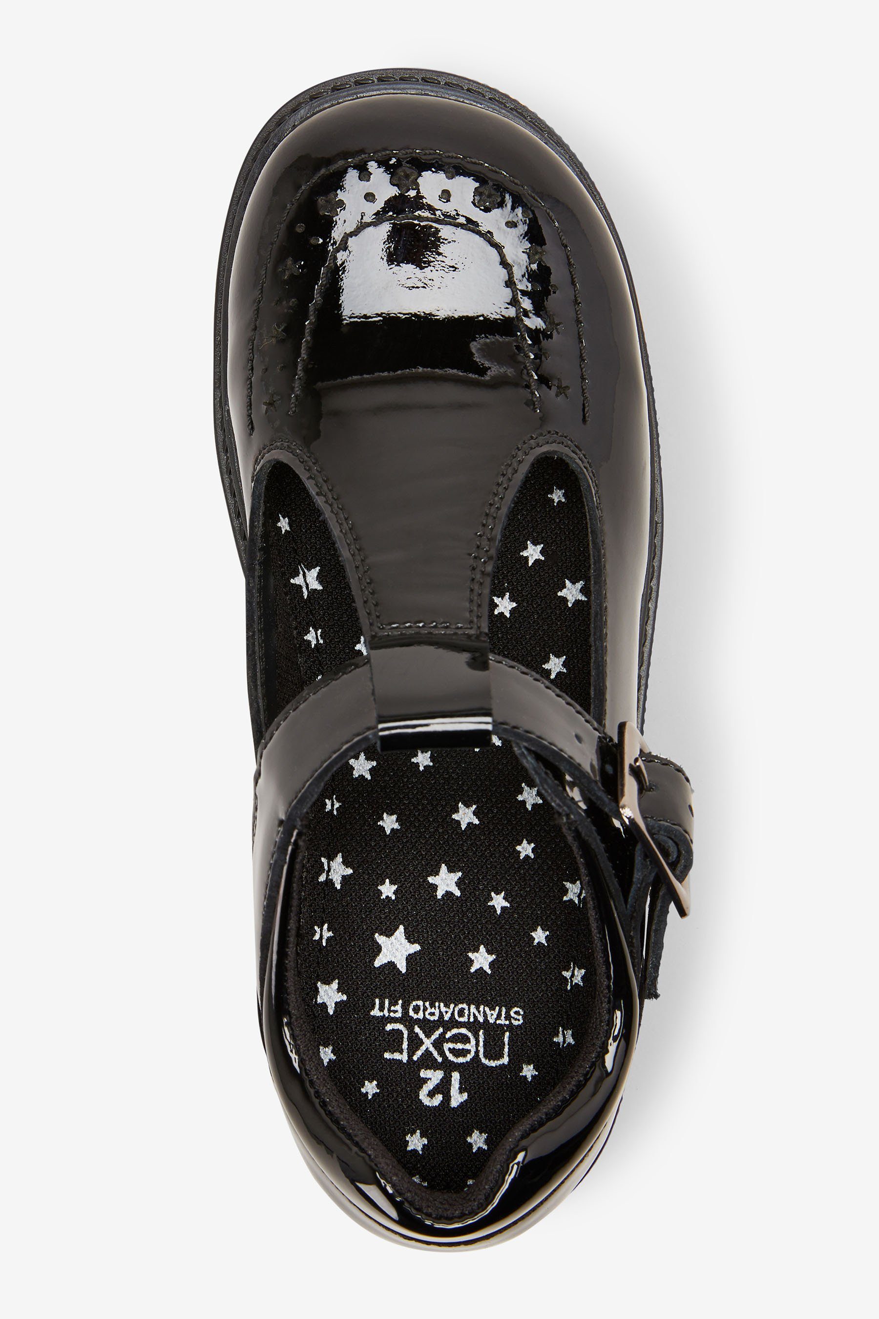 Next Leder Black Kompakte T-Steg-Schuhe Patent T-Strap-Sandale aus (1-tlg)
