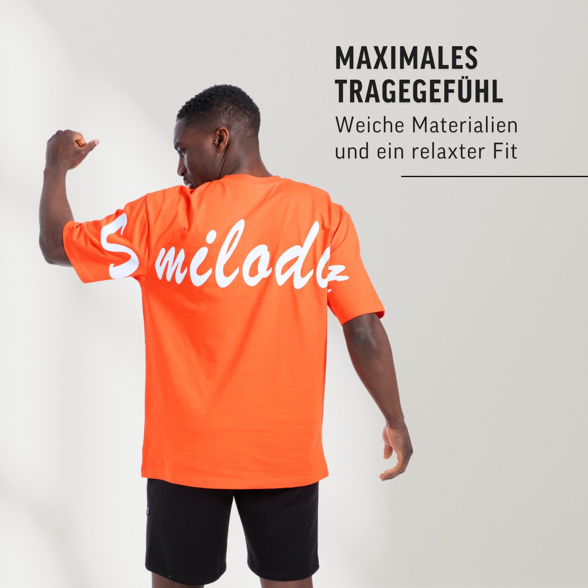 Smilodox T-Shirt Unisex Liquid Brail, Oversize Shirt großes Logo-Print, 100% Baumwolle, Atmungsaktives Funktionsshirt, locker geschnitten, Perfekter Stoff
