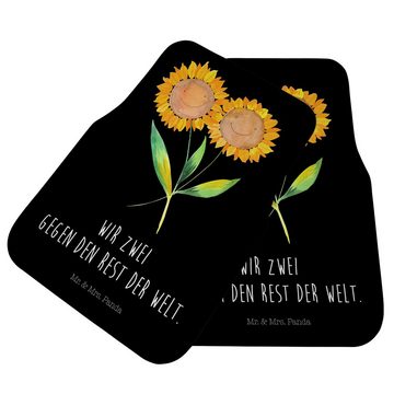 Fußmatte Blume Sonnenblume - Schwarz - Geschenk, Fußmatte Auto, Schmutzmatte A, Mr. & Mrs. Panda, Höhe: 0.5 mm