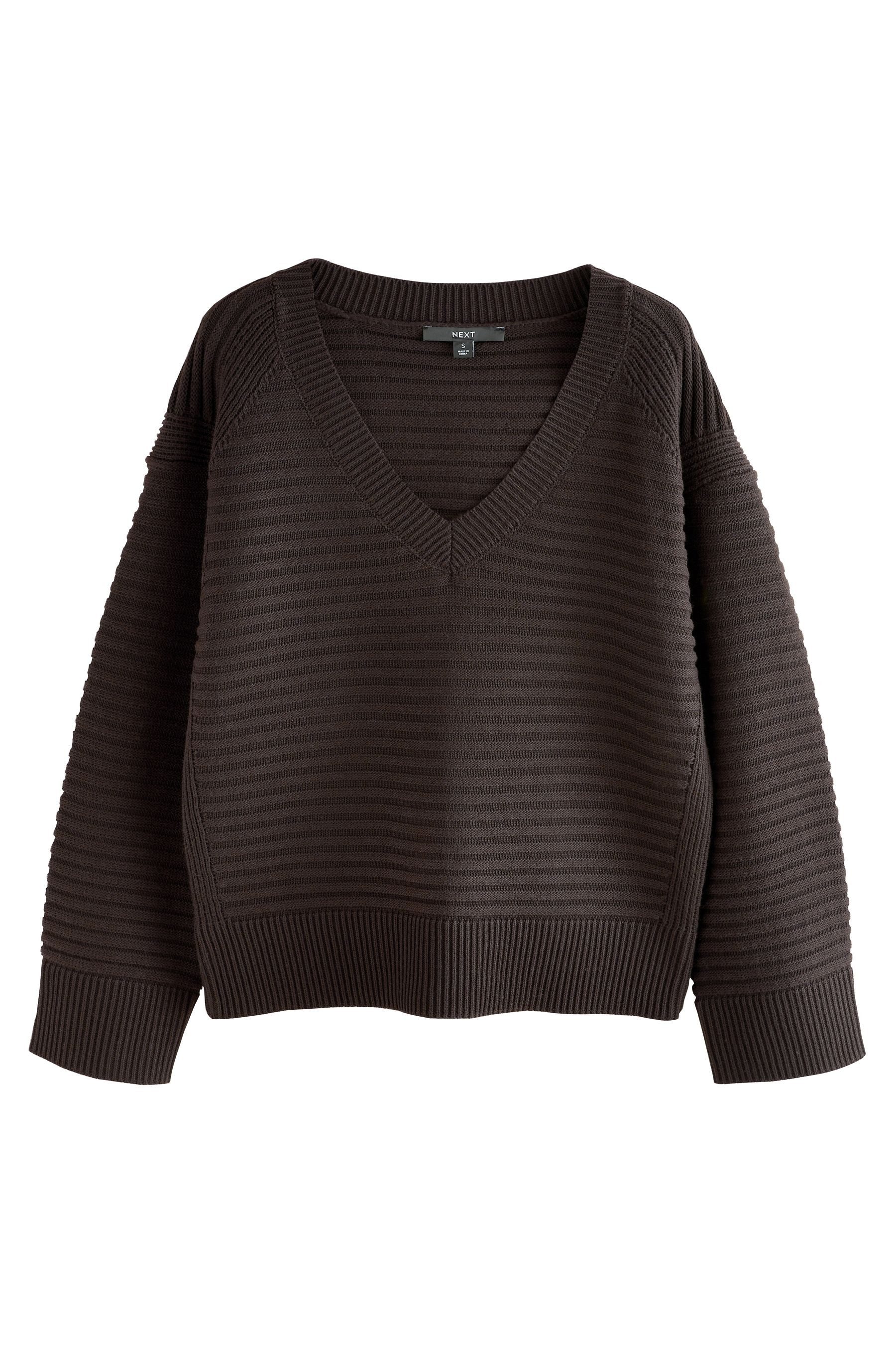 Next V-Ausschnitt-Pullover Gerippter Strickpullover mit V-Ausschnitt (1-tlg günstig online kaufen
