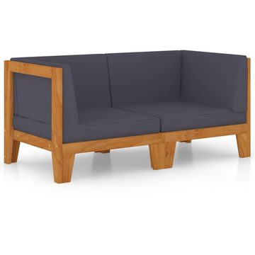 furnicato Garten-Essgruppe 2-Sitzer-Sofa mit Dunkelgrauen Kissen Akazie Massivholz