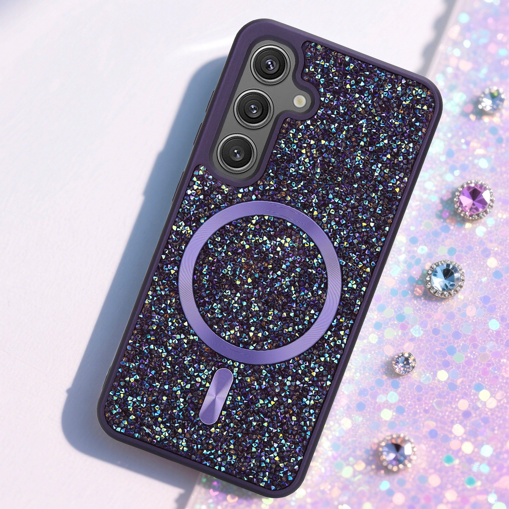 Cadorabo Handyhülle Samsung Galaxy S25, Hülle Schutzhülle Case Cover kompatibel mit Magsafe Diamant Glitzer – Bild 2 von 5