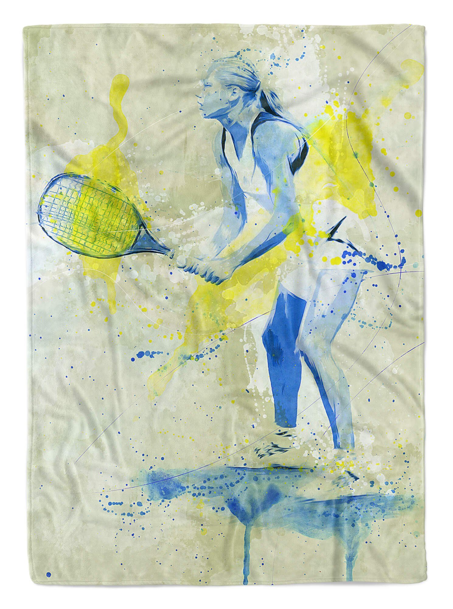 Handtücher SplashArt Sport Handtuch Strandhandtuch Saunatuch Kuscheldecke Kunstvoll Tennis Sporthand, Baumwolle-Polyester-Mix (1-St), Handtuch