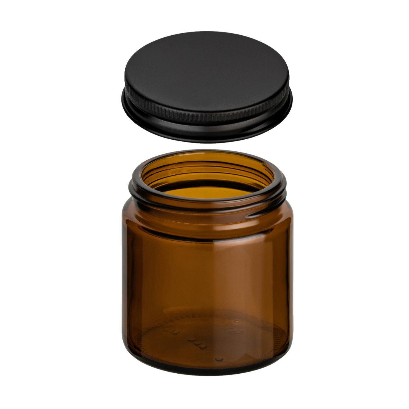 gouveo Make-Up Organizer Cremetiegel aus Braunglas mit Schraubdeckel - Leere Cremedose aus Glas, 12-tlg., 120ml/schwarz-matt, Schutz für lichtempfindlichen Inhalt