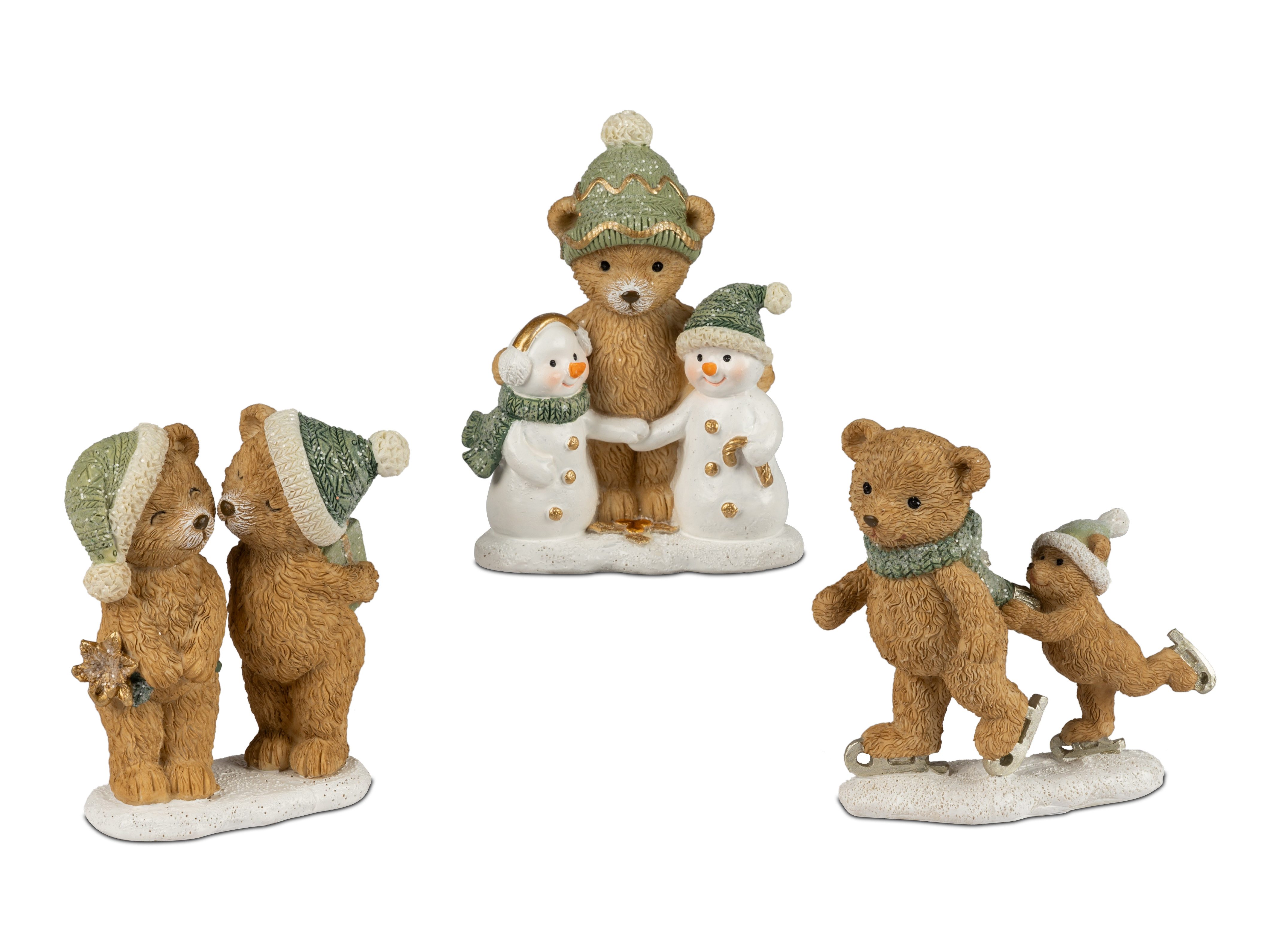 formano Dekofigur Winterfiguren Bären, 3 winterliche Szenen, 11 cm (Spar-Set, 3er-Set)
