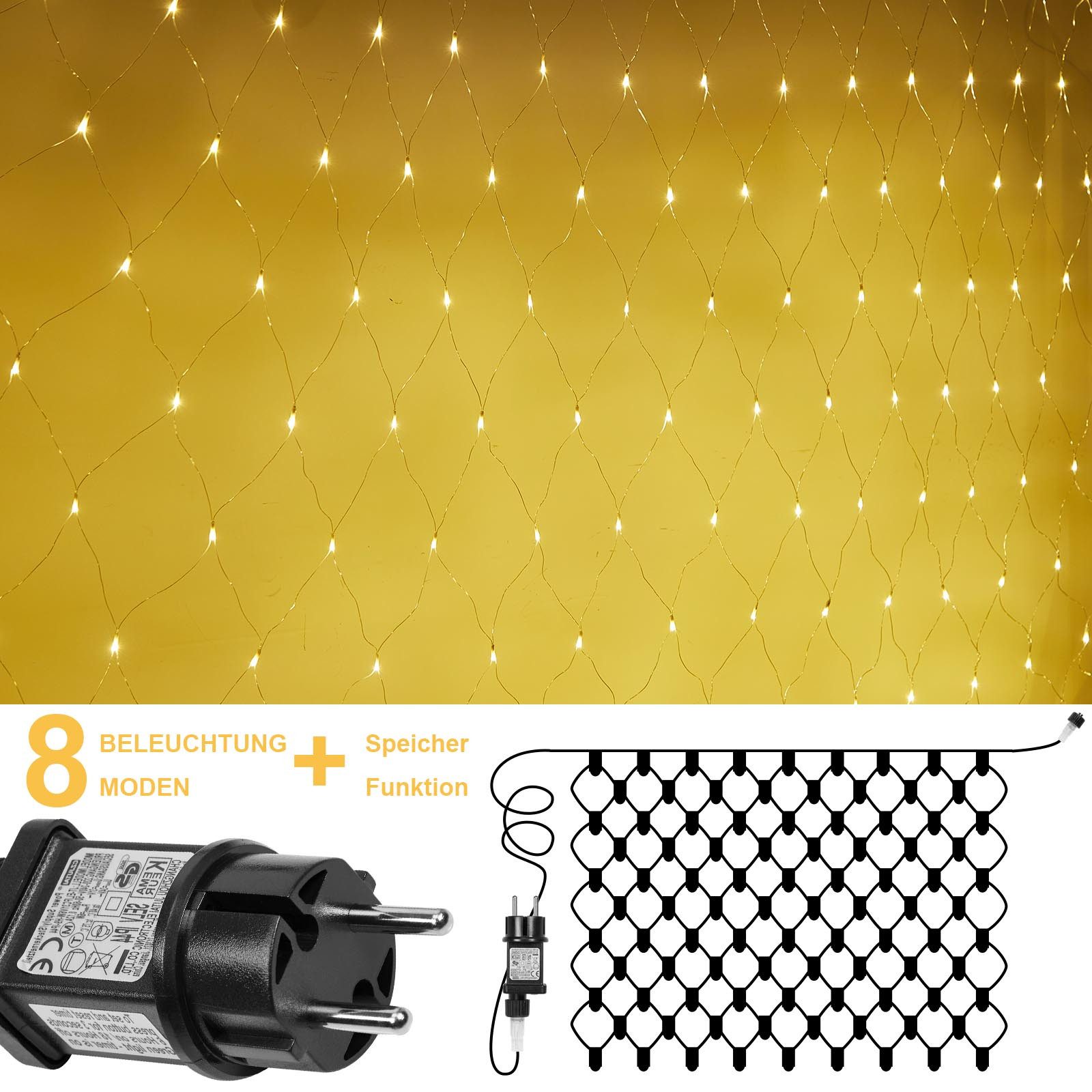 Lapamax LED-Lichternetz LED Lichternetz Netz Warmweiß 2x3M/4x6M für Weihnachten, für Weihnachten, Halloween, Party, Geburstag, Hochzeit