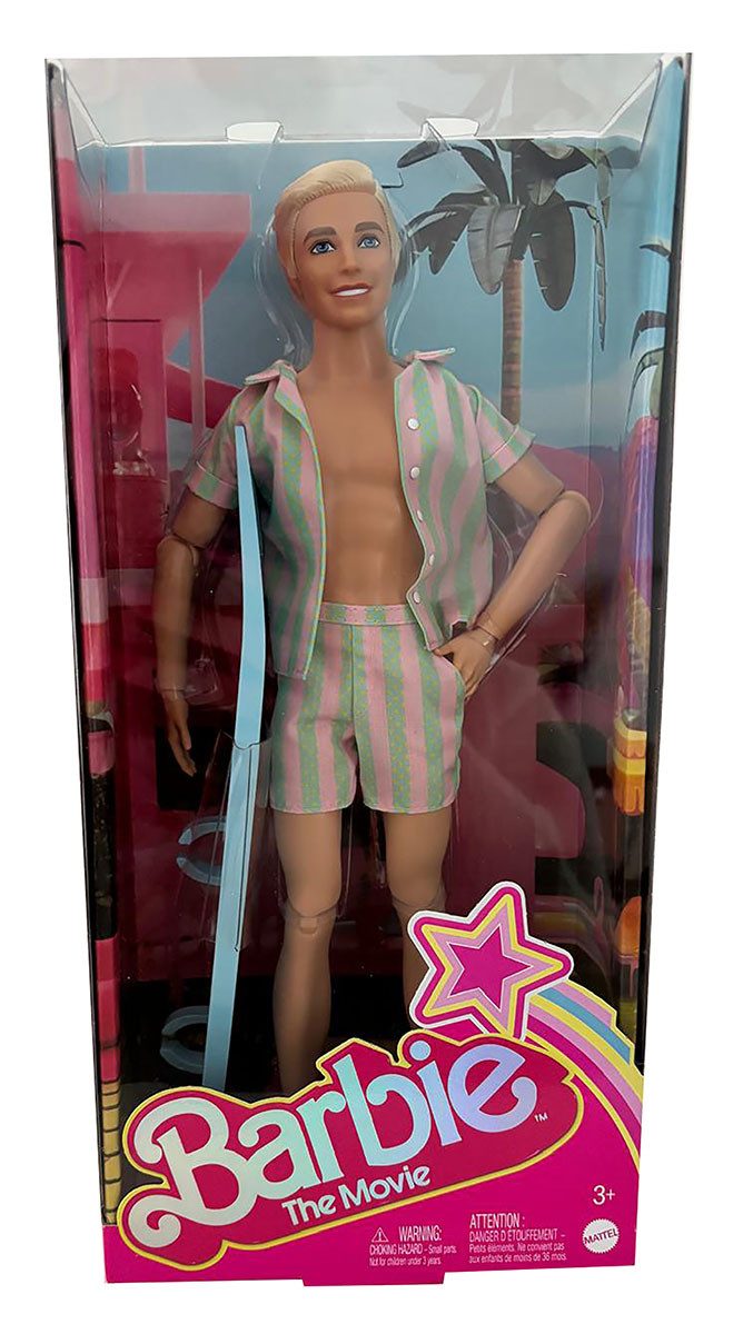 Barbie Stehpuppe Barbie The Movie, Puppe Ken mit Shirt, Shorts, Surfbrett M günstig online kaufen