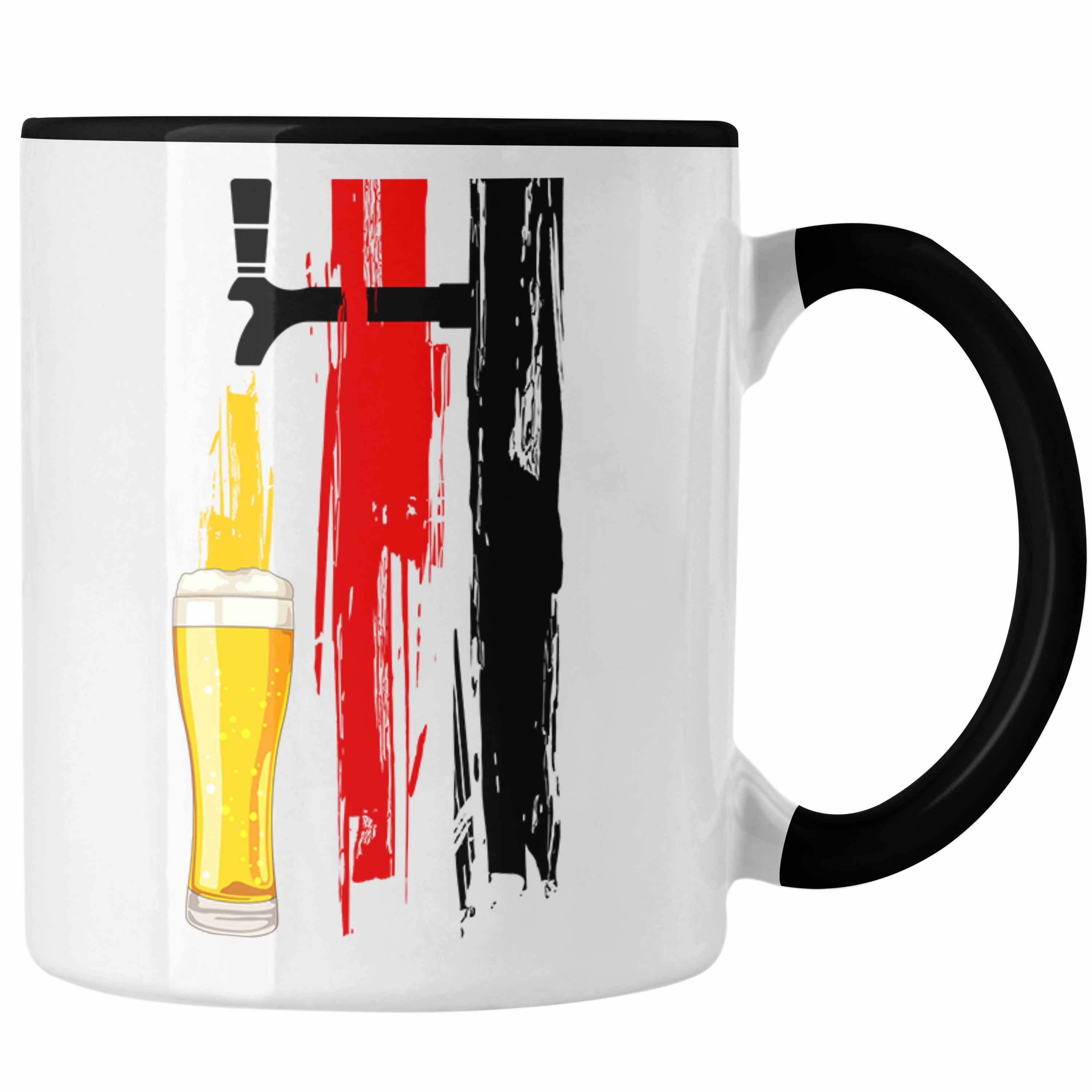 Tasse Deutschlandflagge Grafik Tasse Schwarz Trendation Bier Geschenke für Trendation - Männer und mit Bier