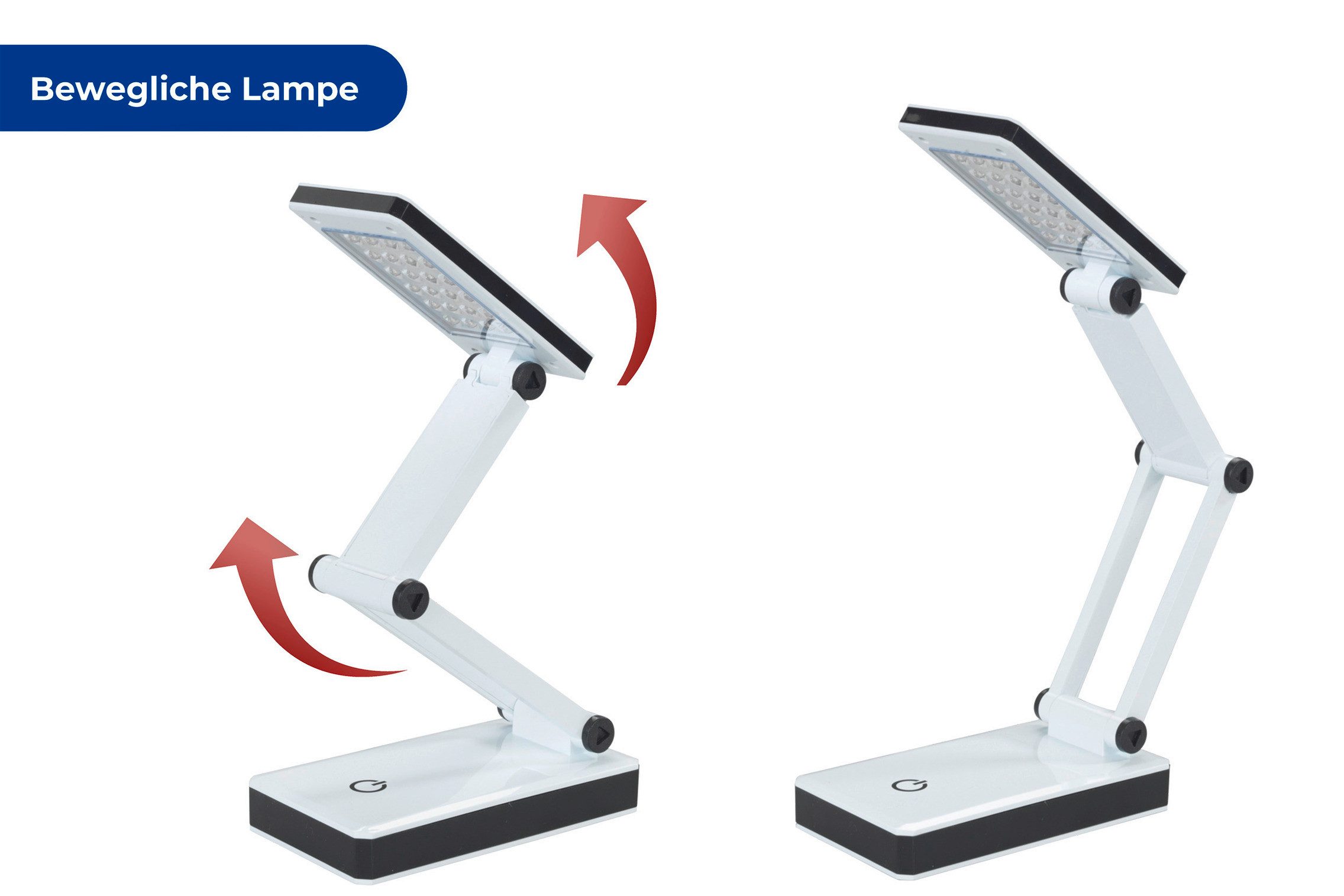 Maximex LED Schreibtischlampe faltbar, mehrere Helligkeitsstufen, LED fest integriert, Neutralweiß, LED Lampe, stufenlos verstellbar, USB-Port oder Batteriebetr – Bild 5 von 5