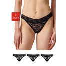 SNOCKS Tanga String Damen Unterhose (3-St) vollständig aus Spitze, Zwickel aus 100% Bio-Baumwolle