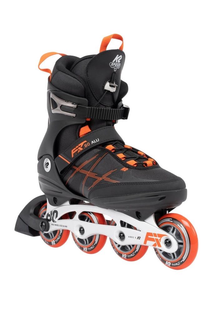 K2 Inlineskates F.I.T. 80 Alu (Rollen: 80mm/82A, Kugellager: ABEC 5) schwarz/orange
