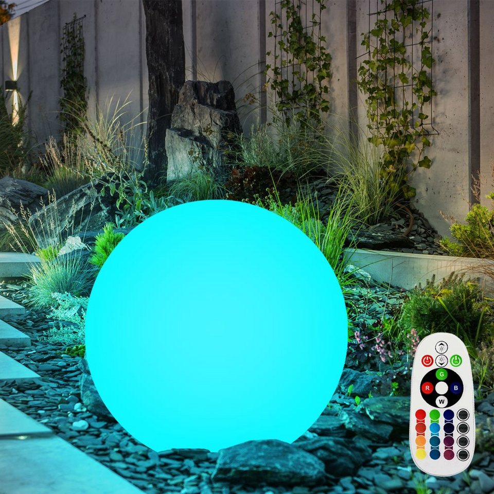 V-TAC Gartenleuchte, RGB LED Leucht Kugel Steh Lampe Außen Bereich Hof  Garten Beleuchtung