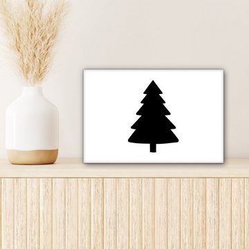 OneMillionCanvasses® Leinwandbild Weihnachtsbaum - Schwarz - Weihnachten - Party, (1 St), Wandbild Leinwandbilder, Aufhängefertig, Wanddeko, 30x20 cm