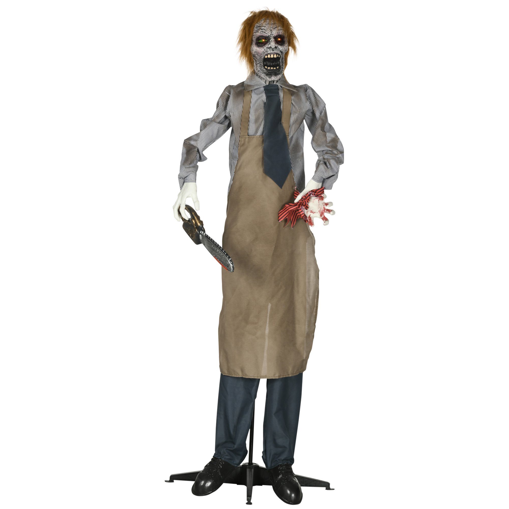 HOMCOM Dekofigur Kettensägenmörder mit beweglichem Körper, Augenglühen (Geisterpuppe, 1 St., Halloween-Dekorationen), für Indoor, Outdoor