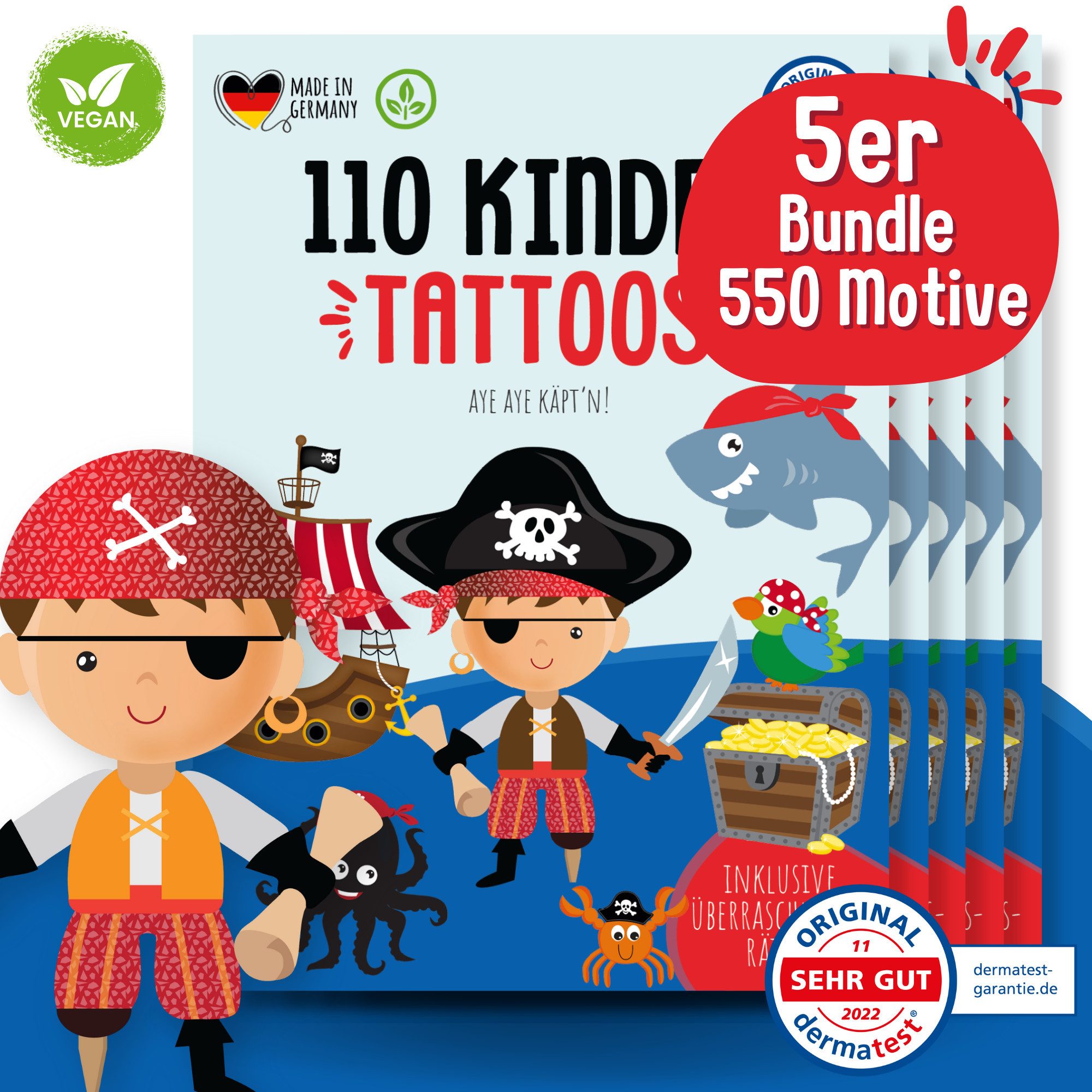 MeinBaby123® Kindertattoo 550 hautfreundliche Hauttattoos für Kinder, Geschenk für Kinder, Mitgebsel Kindergeburtstag, Geschenk Jungs & Mädchen