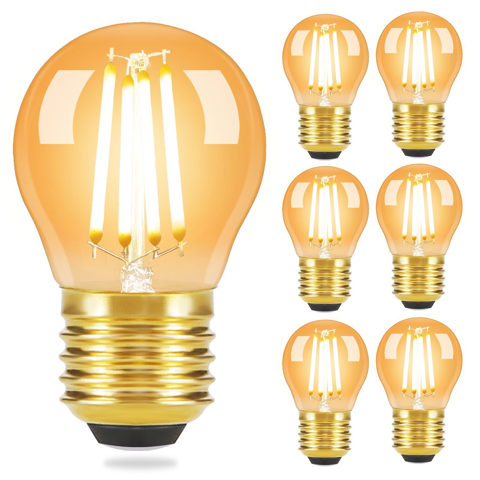 ZMH LED-Leuchtmittel Edison LED Energiesparlampe Birne E27, 2700K - Filament Glas Retro Vintage 6 Glühbirne G45 St., E14//E27, warmweiß