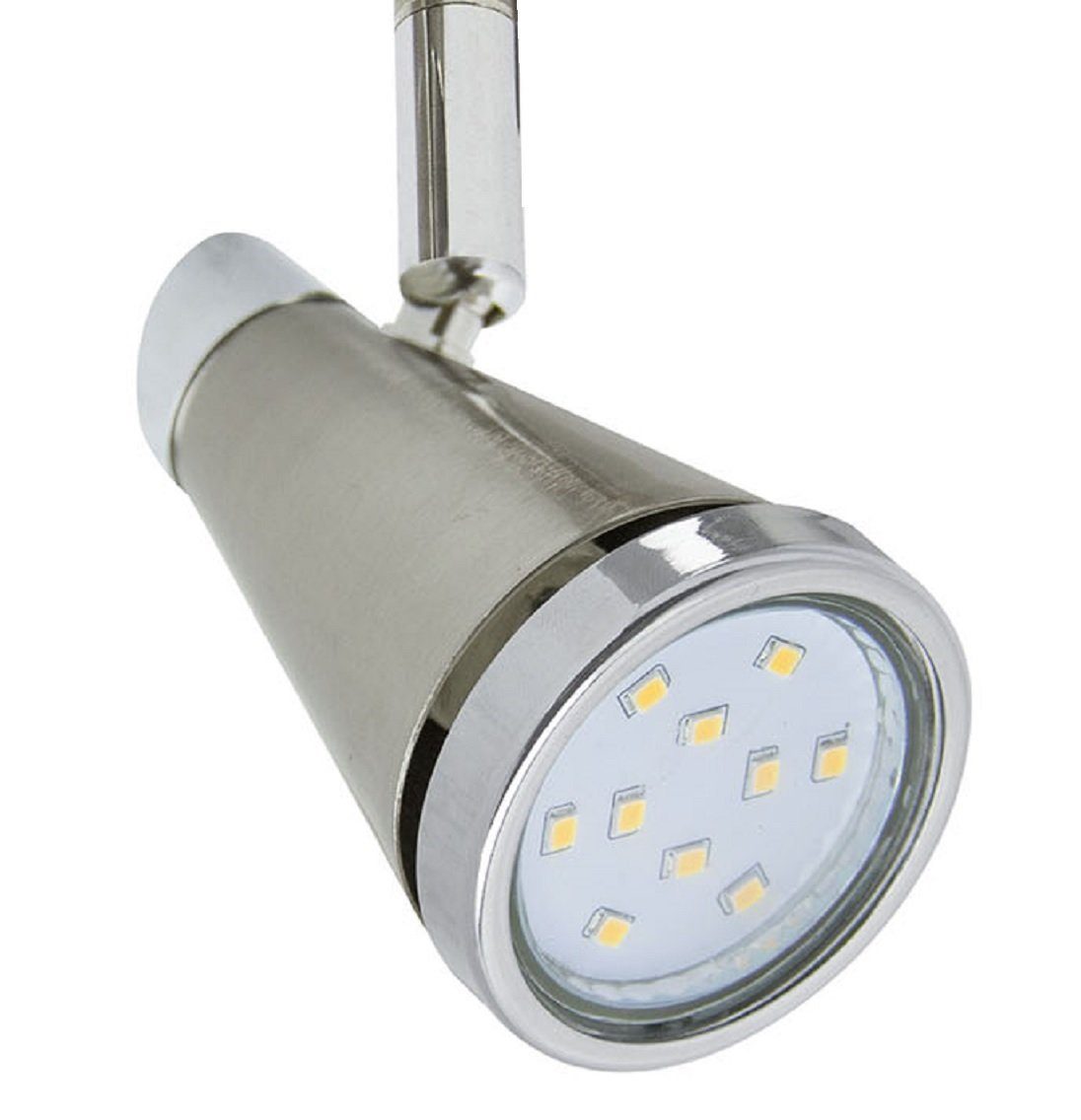 TRANGO LED Deckenstrahler, 3-flammig 1009-32R LED Badleuchte IP44 WET in Rondell, Bad Deckenleuchte in Nickel matt & Chrom, Flurlampe, WC Lampe, Deckenlampe, Deckenstrahler, inklusive 3x 5 W GU10 LED Leuchtmittel Spots schwenkbar