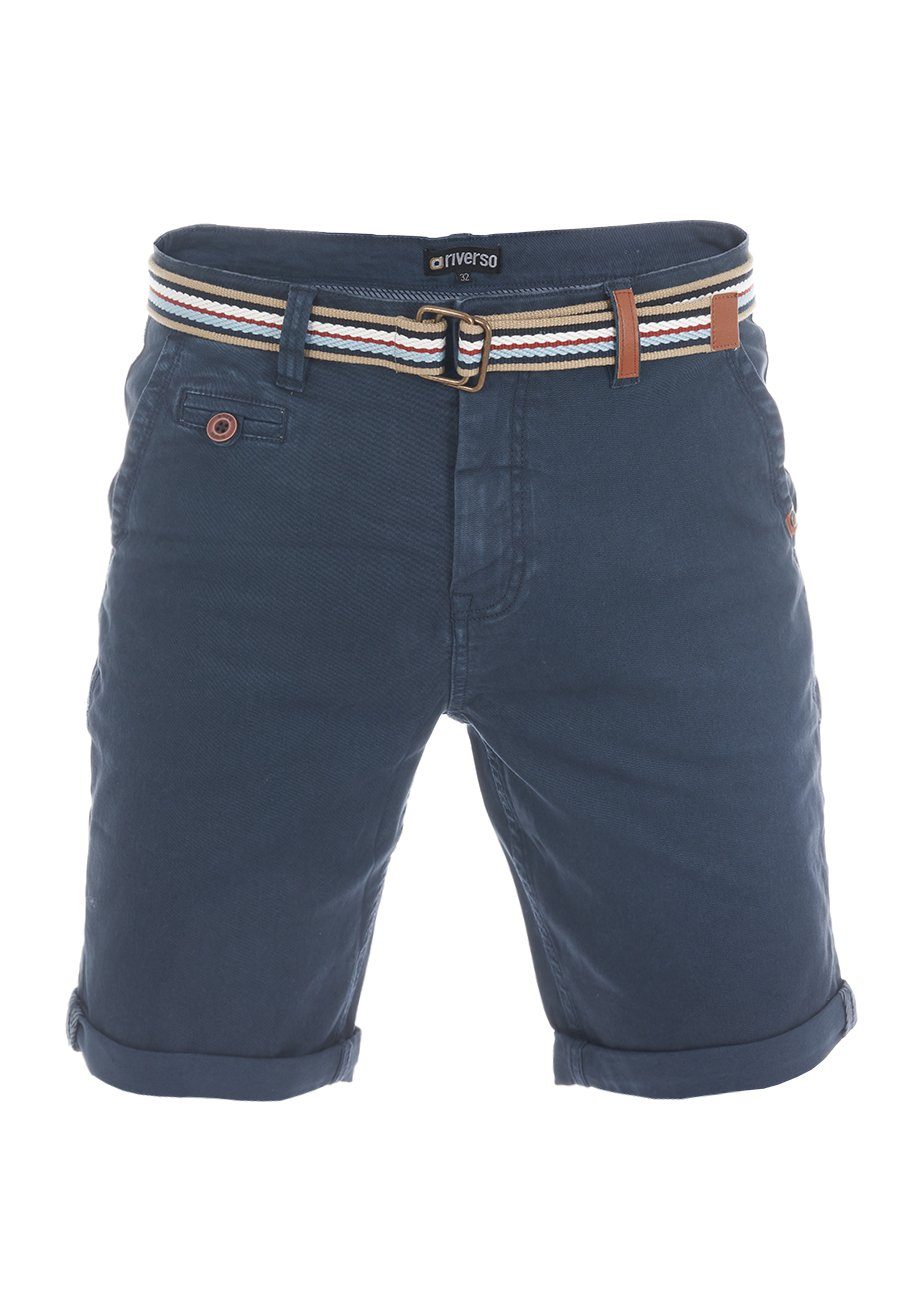 riverso Chinoshorts Herren Shorts RIVKlaas Regular Fit Bermudashorts mit Gürtel Dark Blue (59400)