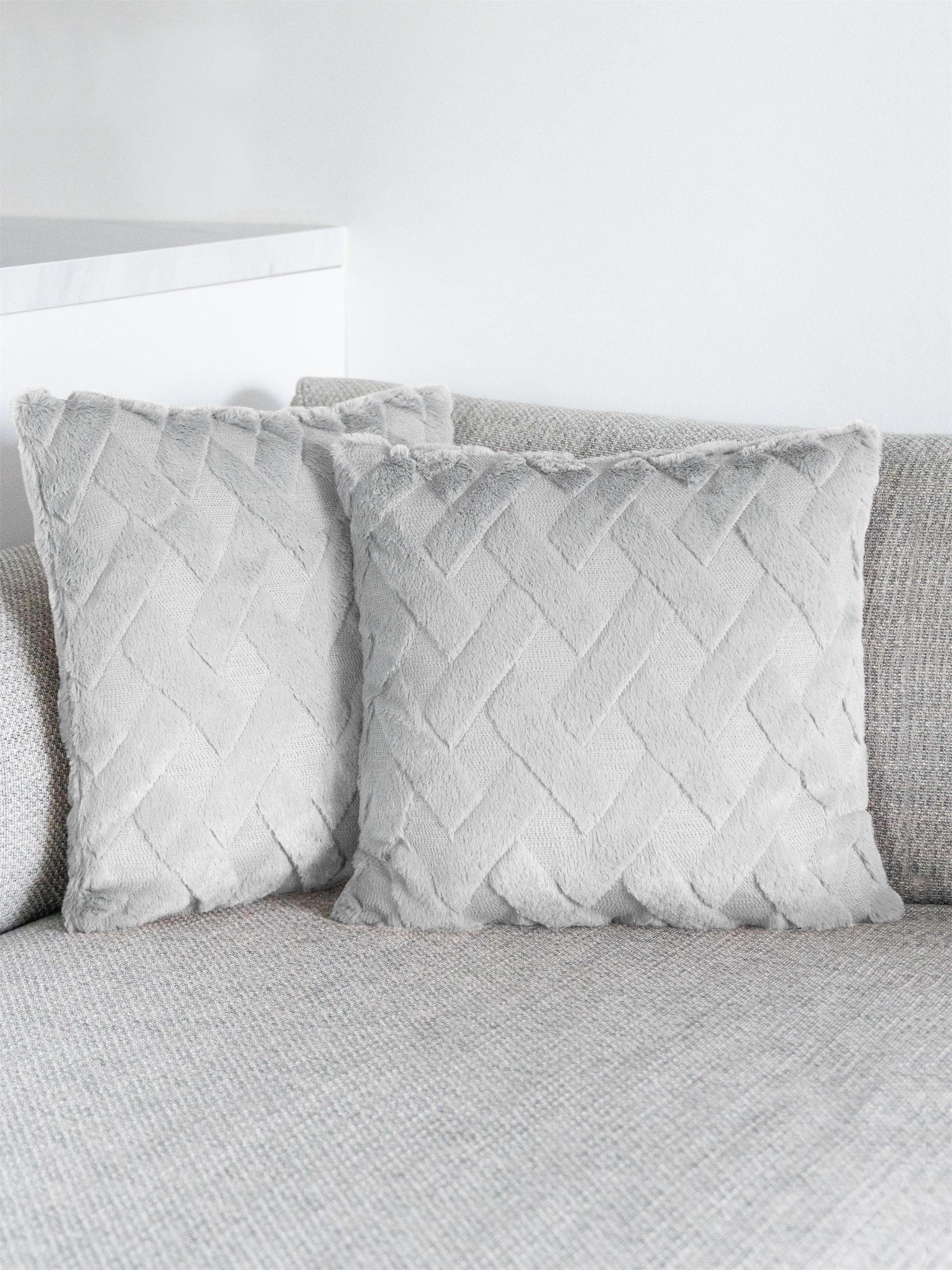 Aspero Dekokissen 4er Set Kissenbezüge Sofia, Plüsch Couchkissen 45 x 45 cm mit Cashmere Feeling – Bild 5 von 5