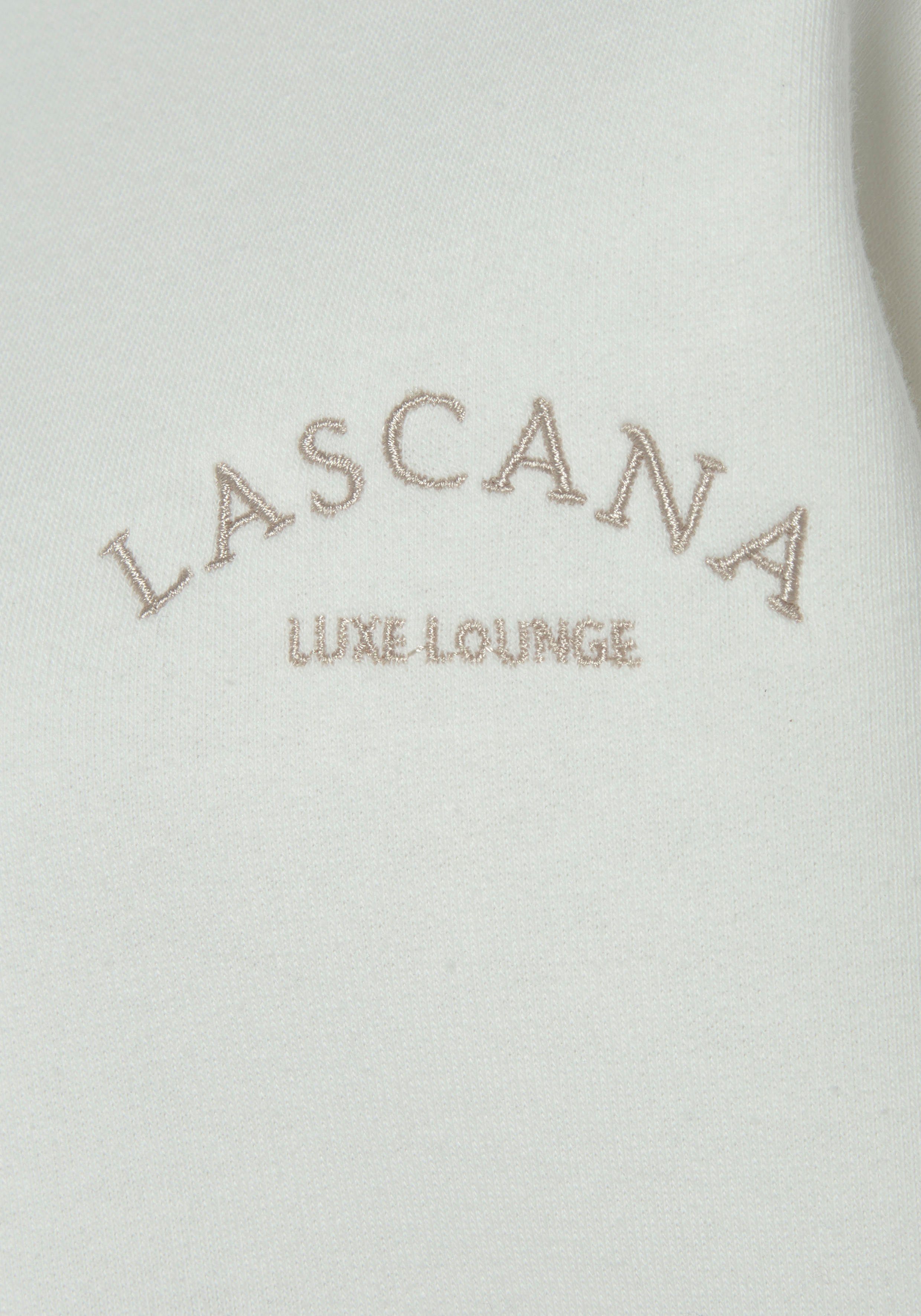 creme -Pullover LASCANA Sweatshirt weiten Ärmeln, Loungeanzug mit Loungewear,