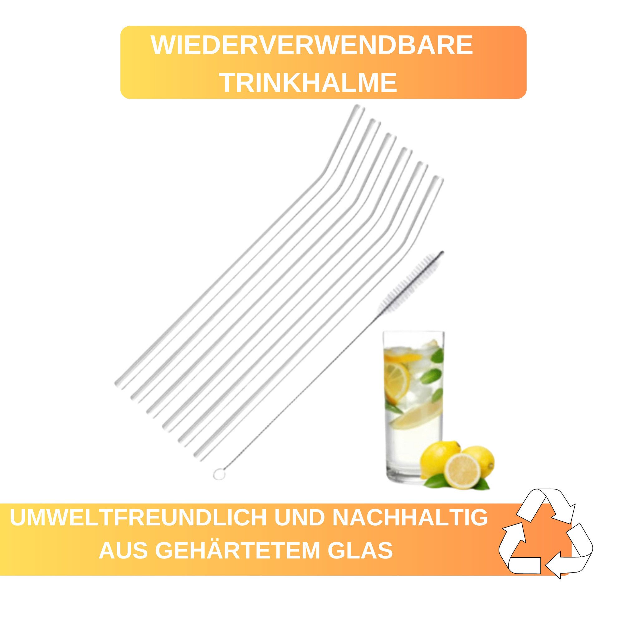 Thiru Trinkhalme - wiederverwendbar & umweltfreundlich - Reinigungsbürste inkl. (Sets), (6-tlg)