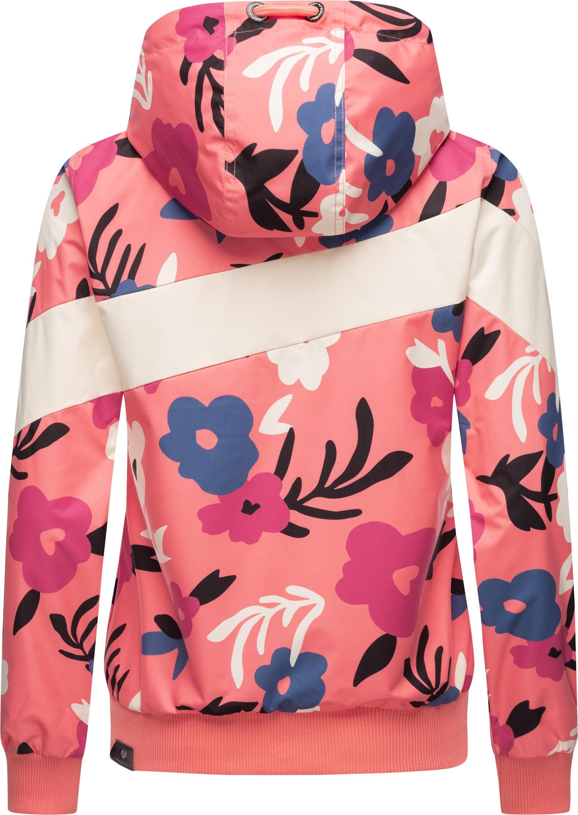 Ragwear Outdoorjacke Nuggie Block Flower modische Damen Freizeitjacke mit floralem Print
