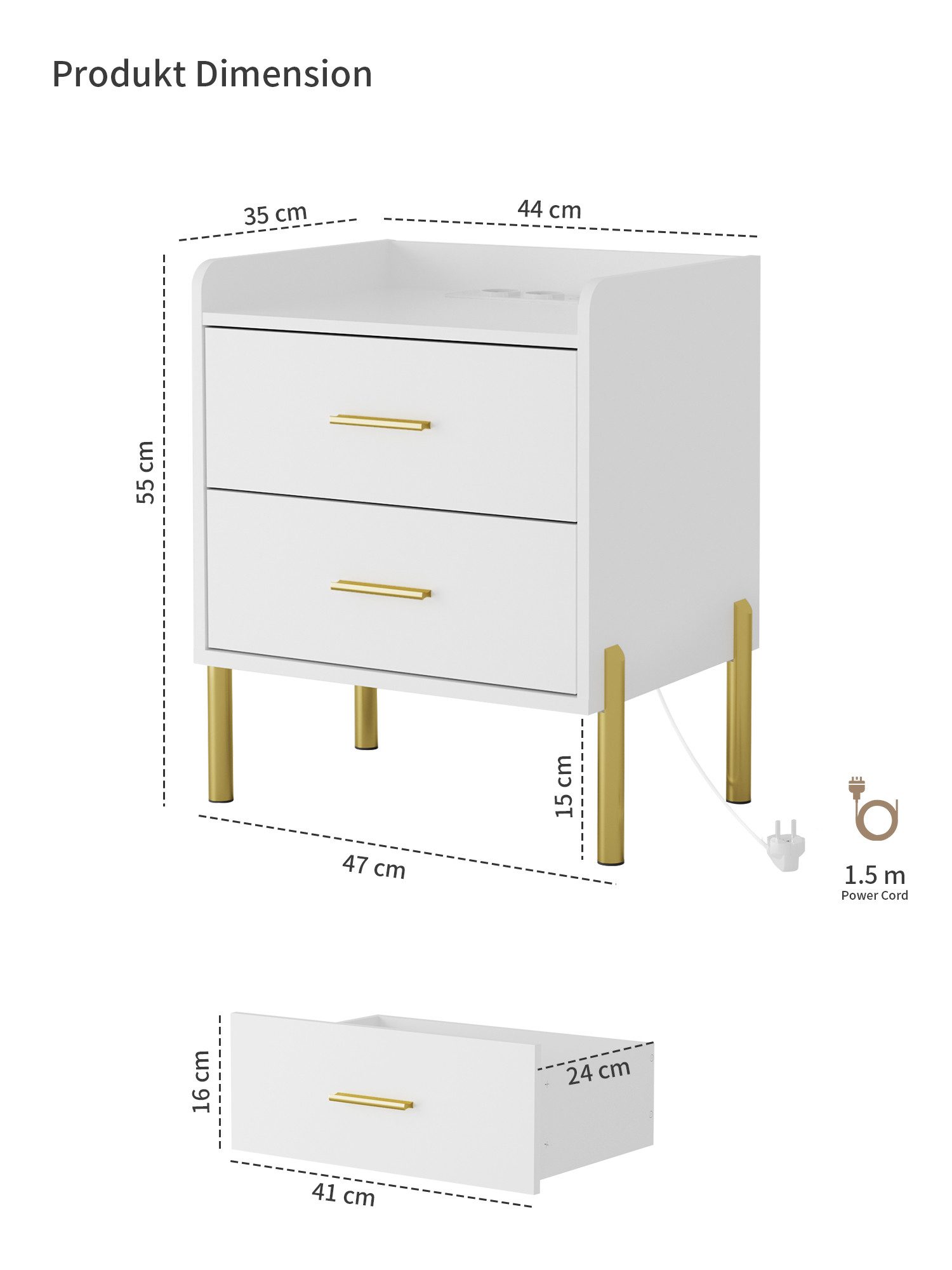 FiveWillowise Nachttisch mit Ladefunktion & USB günstig online kaufen