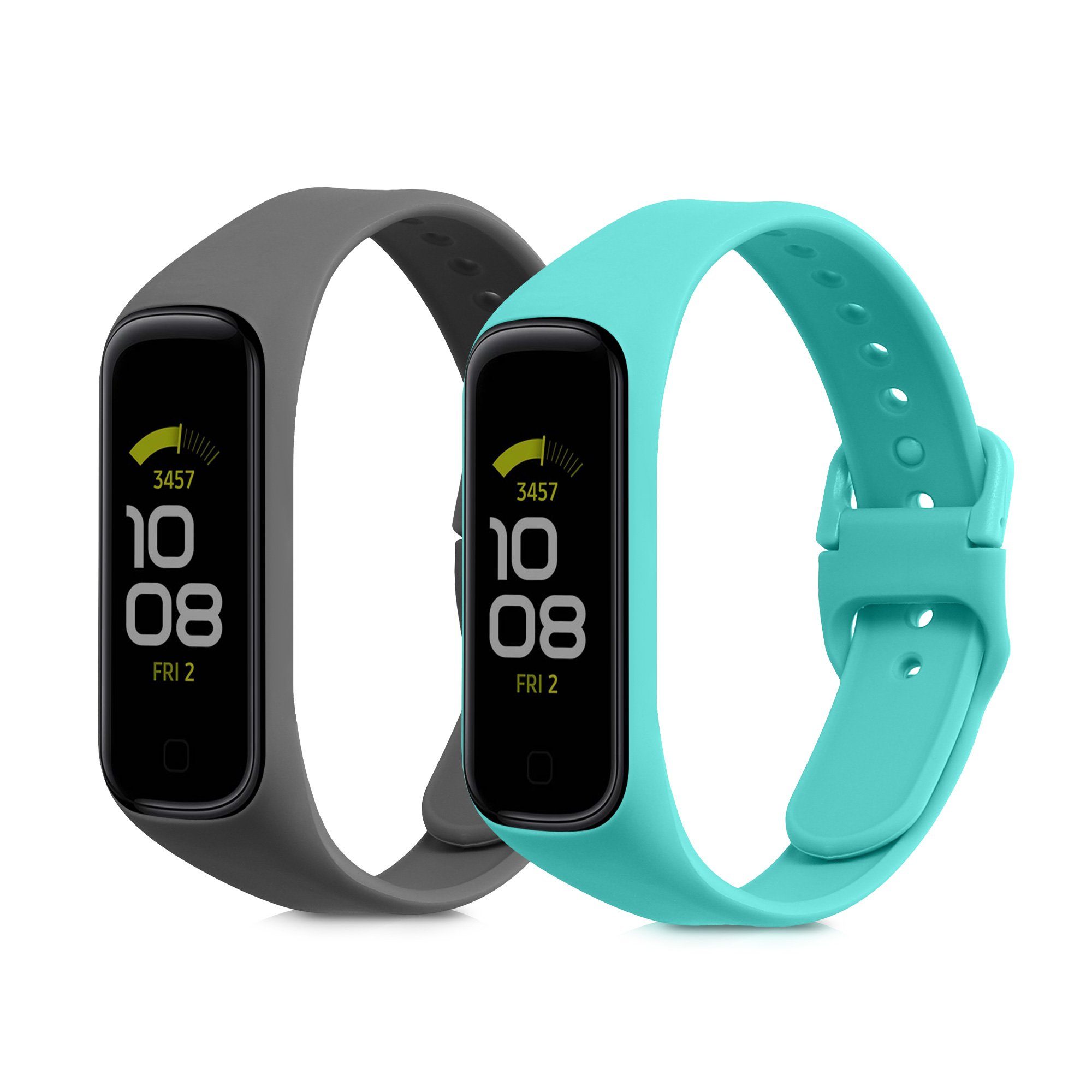 Set Samsung für kwmobile 2, Sportarmband 2x TPU Silikon Armband Galaxy Fitnesstracker Fit Uhrenarmband Dunkelgrau