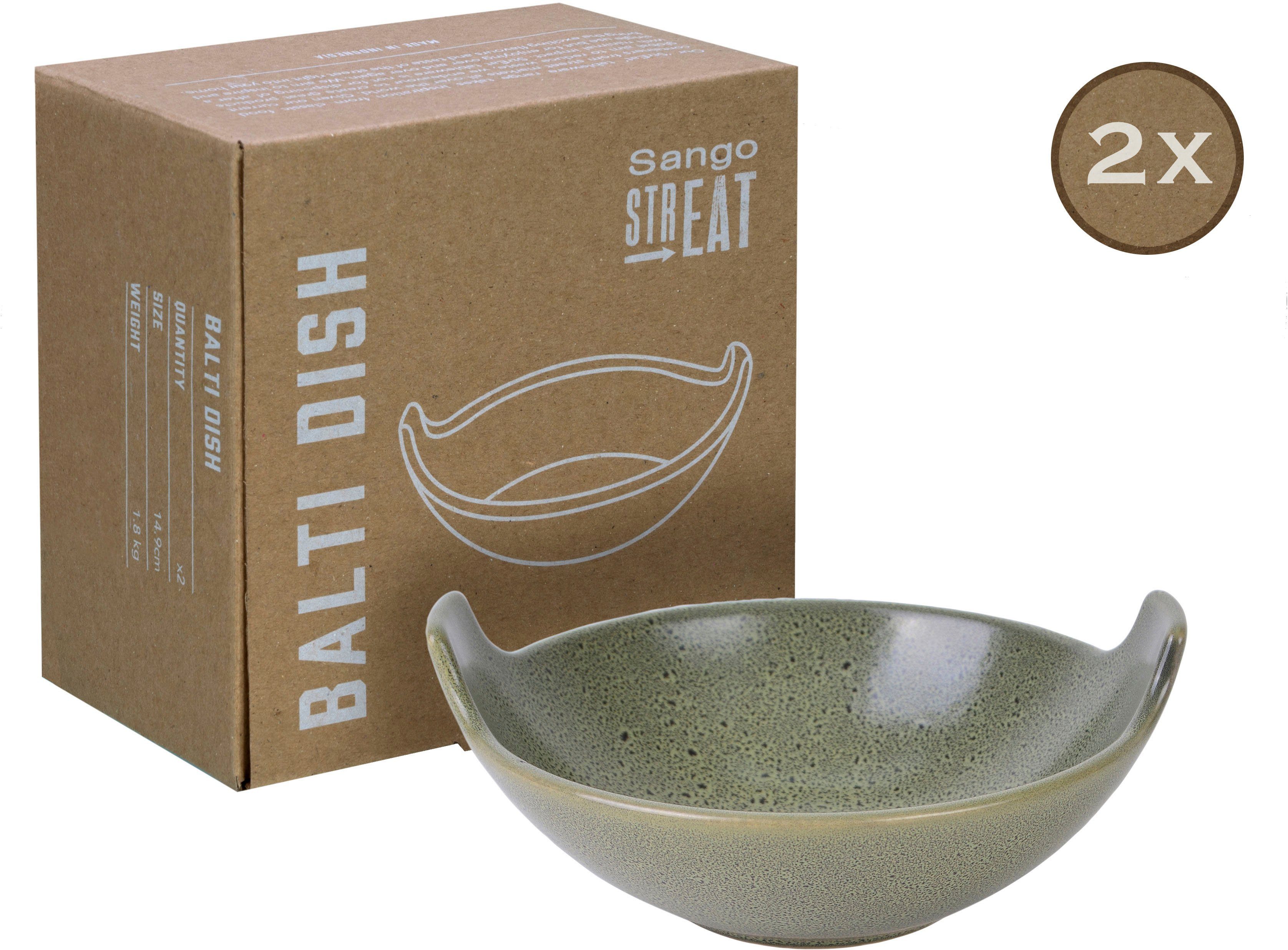 CreaTable Servierschale Balti Dish, Steinzeug, (Set, 2-tlg), Dipschale, Müslischale, Snackschale, Topaktueller „Streat Food“ Trend