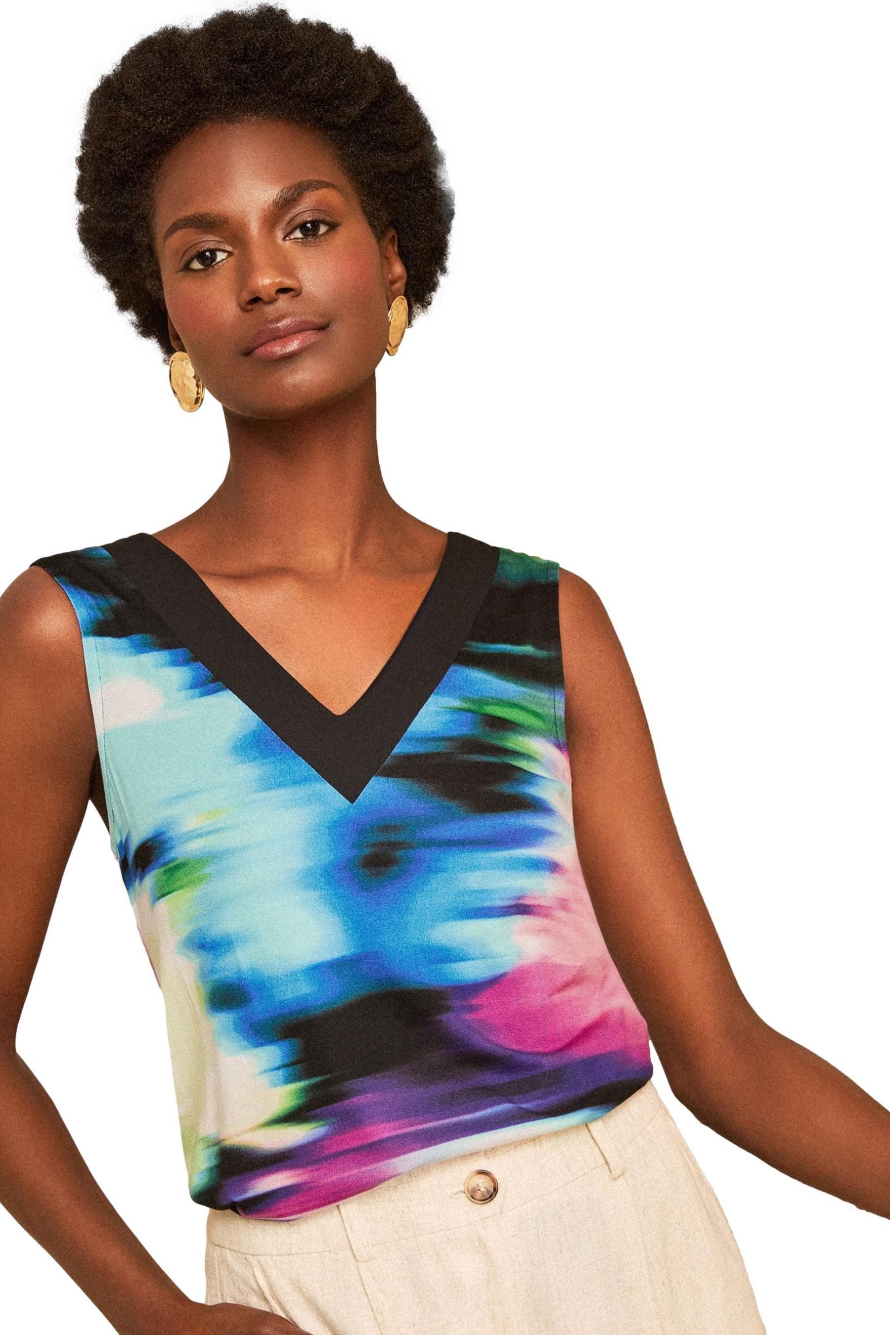 Love & Roses Blusentop Love & Roses Jersey-Trägertop mit Chiffonbesatz (1-tlg)