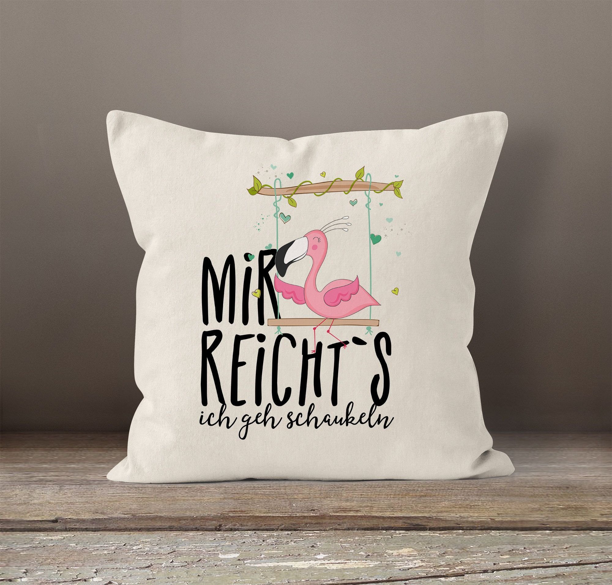 MoonWorks Dekokissen Kissen-Bezug Flamingo Mir reichts günstig online kaufen