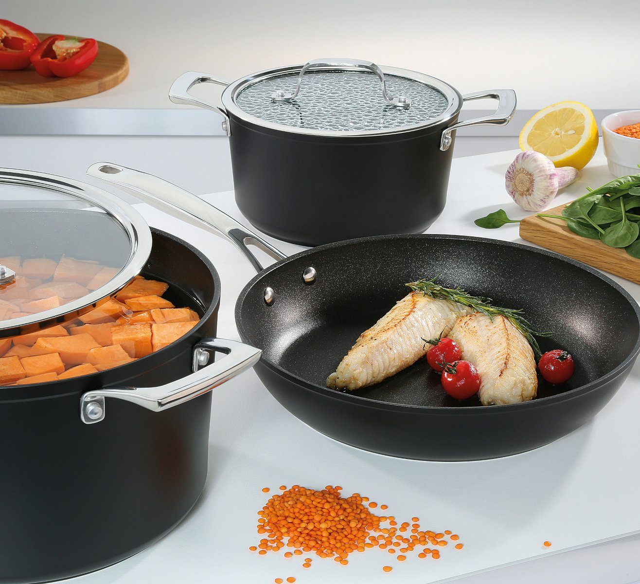 Spring Topf-Set MERIDIAN INTENSE PRO Topfset 4teilig, recyceltes Aluminium