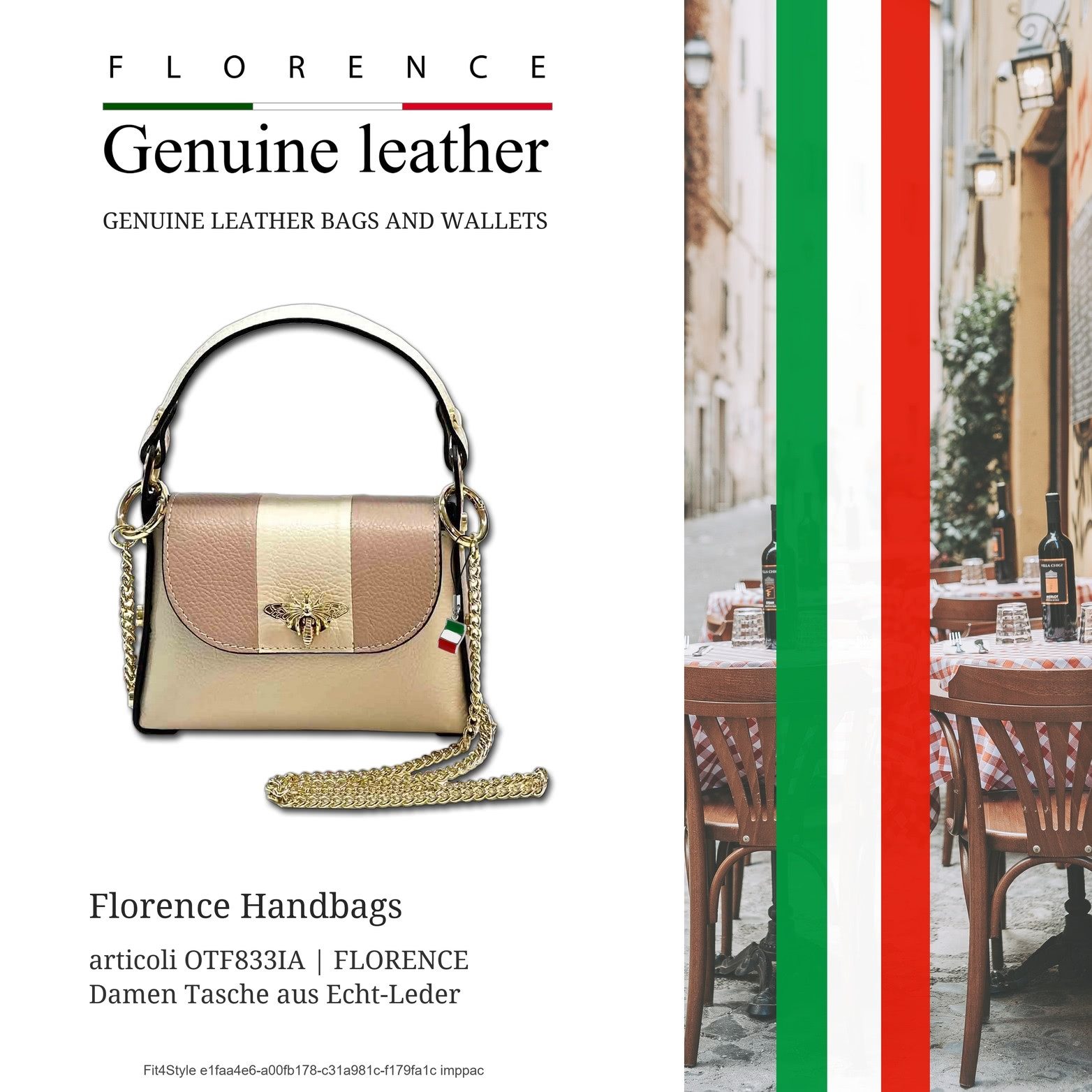 FLORENCE Umhängetasche beige rosa Florence Tasche Leder (Umhängetasche, Umhängetasche), Damen Tasche Echtes Leder beige, rosa, Made-In Italy