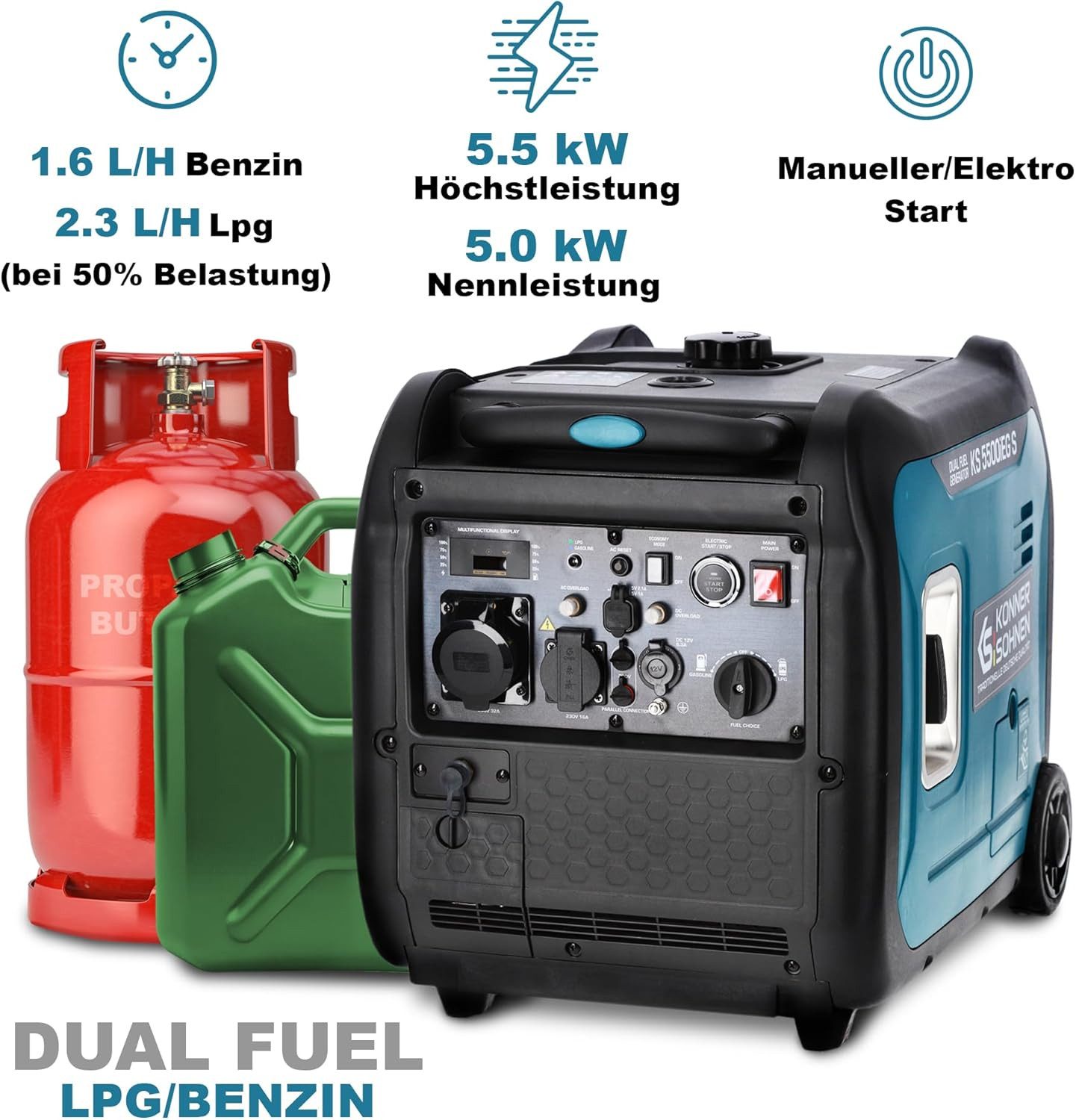 Könner & Söhnen Stromerzeuger KS 5500iEG S, 5,50 in kW, (Schallgedämmtes Ge günstig online kaufen