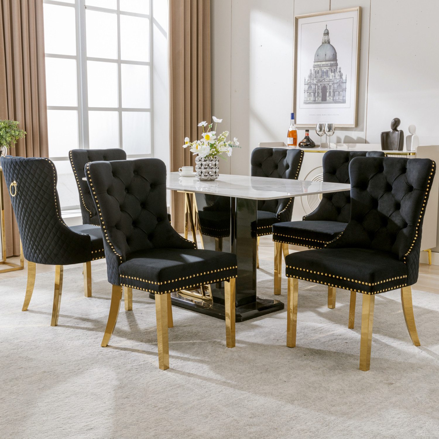 Flieks Esszimmerstuhl (Set, 6 St), 6er Set Polsterstuhl Wohnzimmerstuhl Küc günstig online kaufen