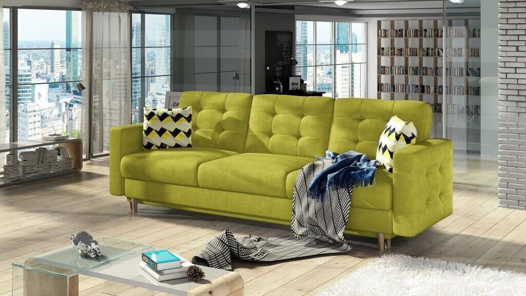 JVmoebel Sofa, Sofa Modern Gelb Sitzer 3 Dreisitzer Sitz Textil Sofas Couch Polster