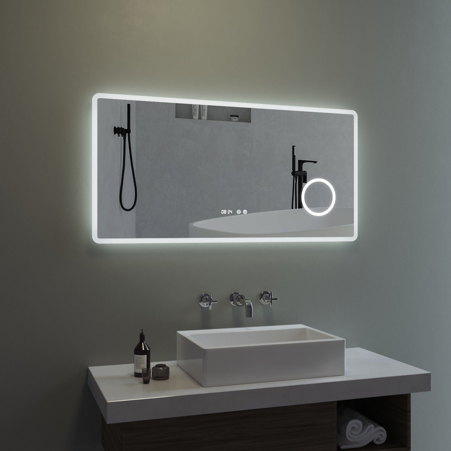 AQUABATOS Badspiegel Badspiegel mit Beleuchtung Wandspiegel LED Lichtspiegel