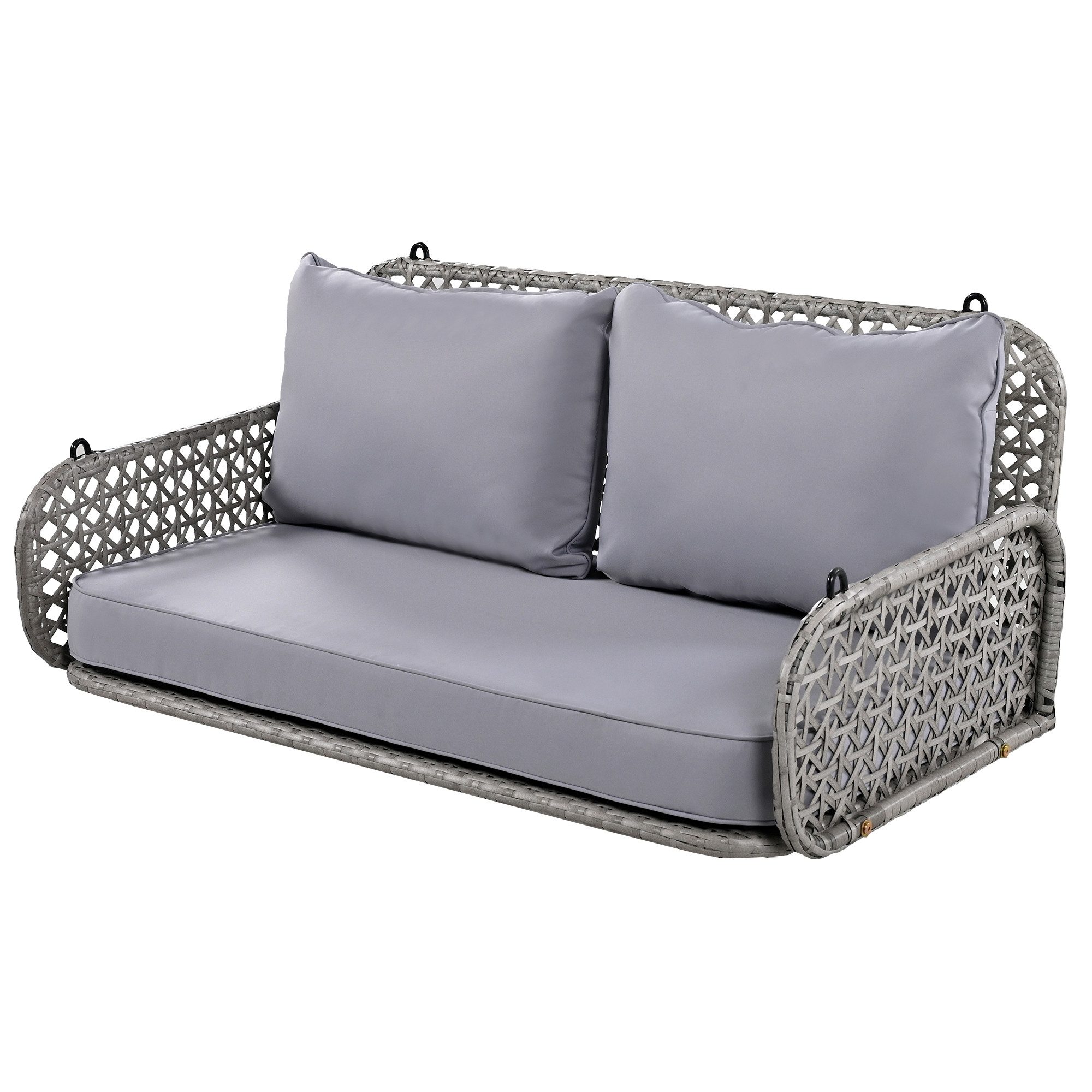 MODFU Hängesessel Hollywoodschaukel Hängeliege (mit Kissen und 2 Ketten, Nicht inklusive Rahmen), aus Polyrattan,belastbar 320 kg