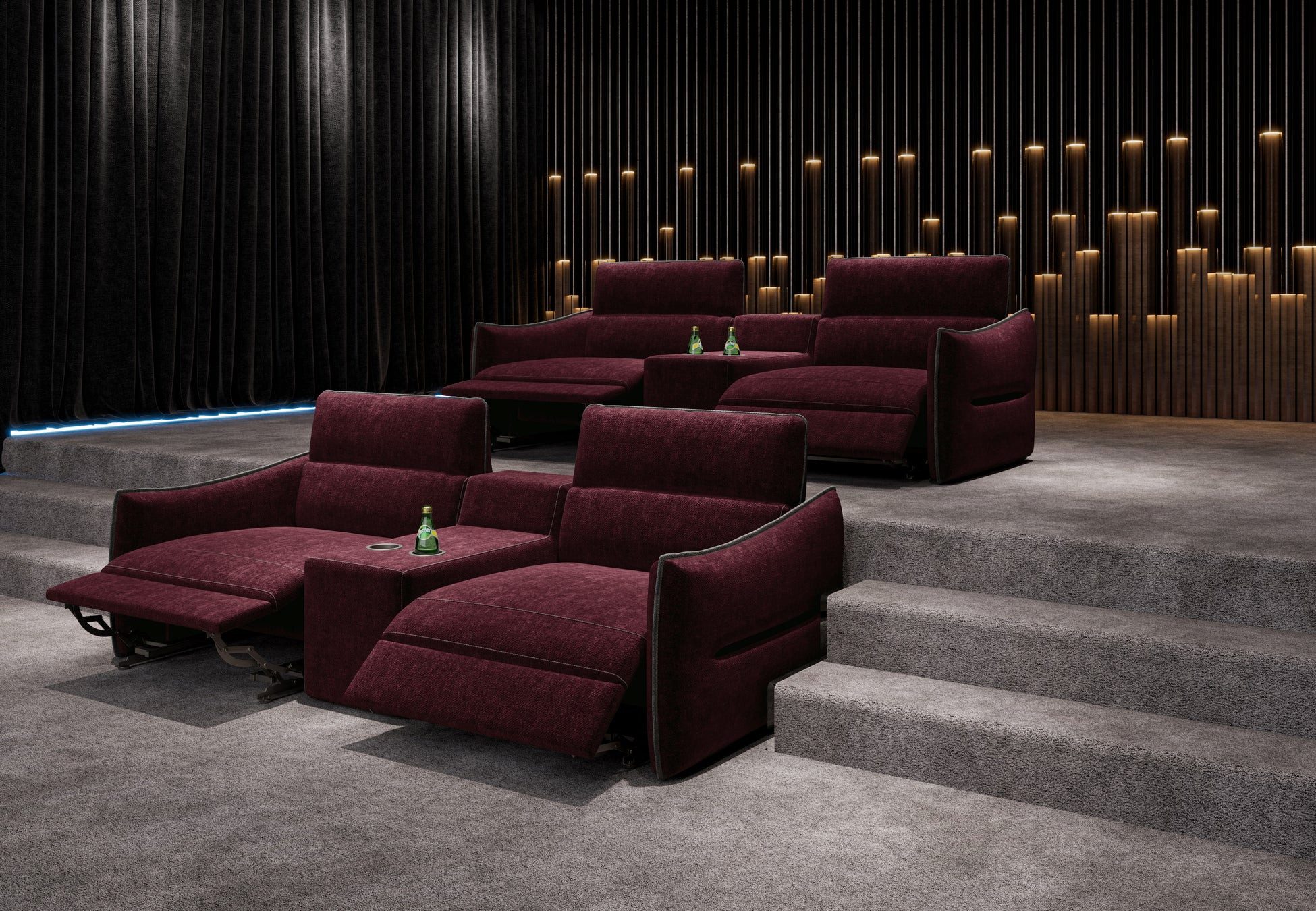 moebeloutlet.de Big-Sofa Prisma Kinosofa 2-Sitzer Bordeaux, Kinosofa zum relaxen