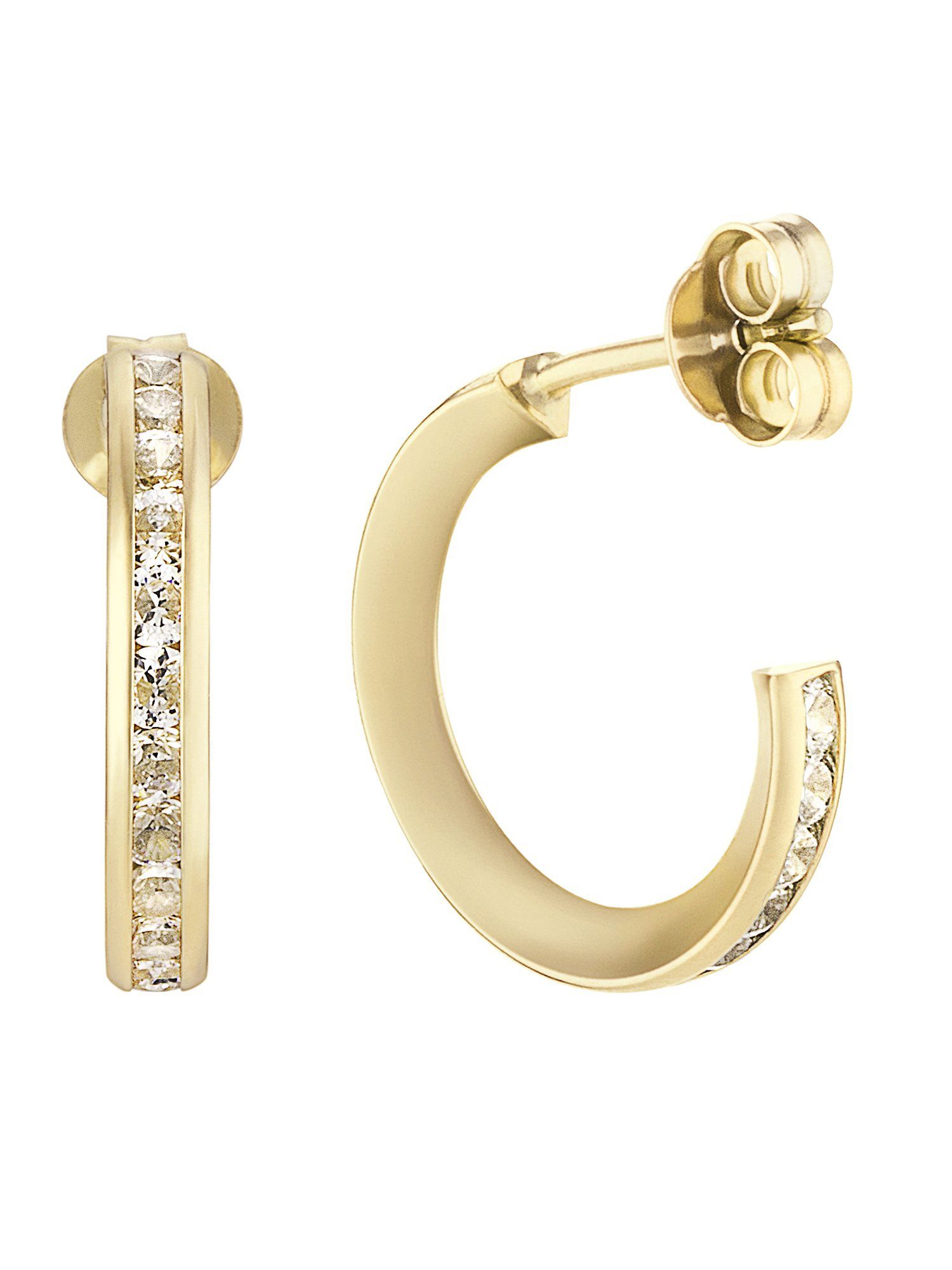 FAVS Paar Creolen FAVS Damen-Creolen 375er Gelbgold 36 Zirkonia (Paar) günstig online kaufen