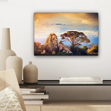 OneMillionCanvasses® Leinwandbild Löwe - Gemälde - Afrika, (1 St), Wandbild Leinwandbilder, Aufhängefertig, Wanddeko, 30x20 cm