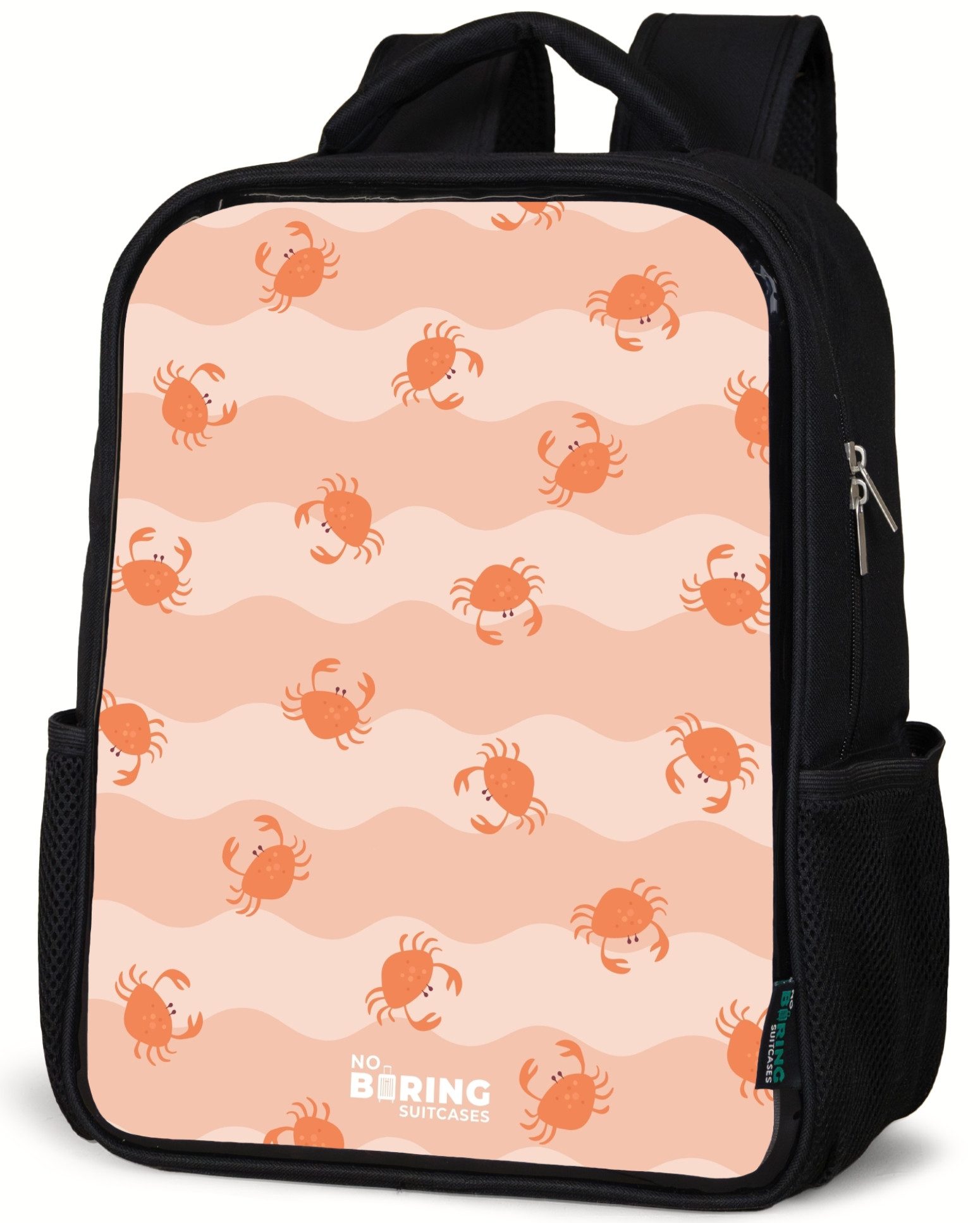 Rucksack Orangefarbene Krabben auf gewelltem Hintergrund