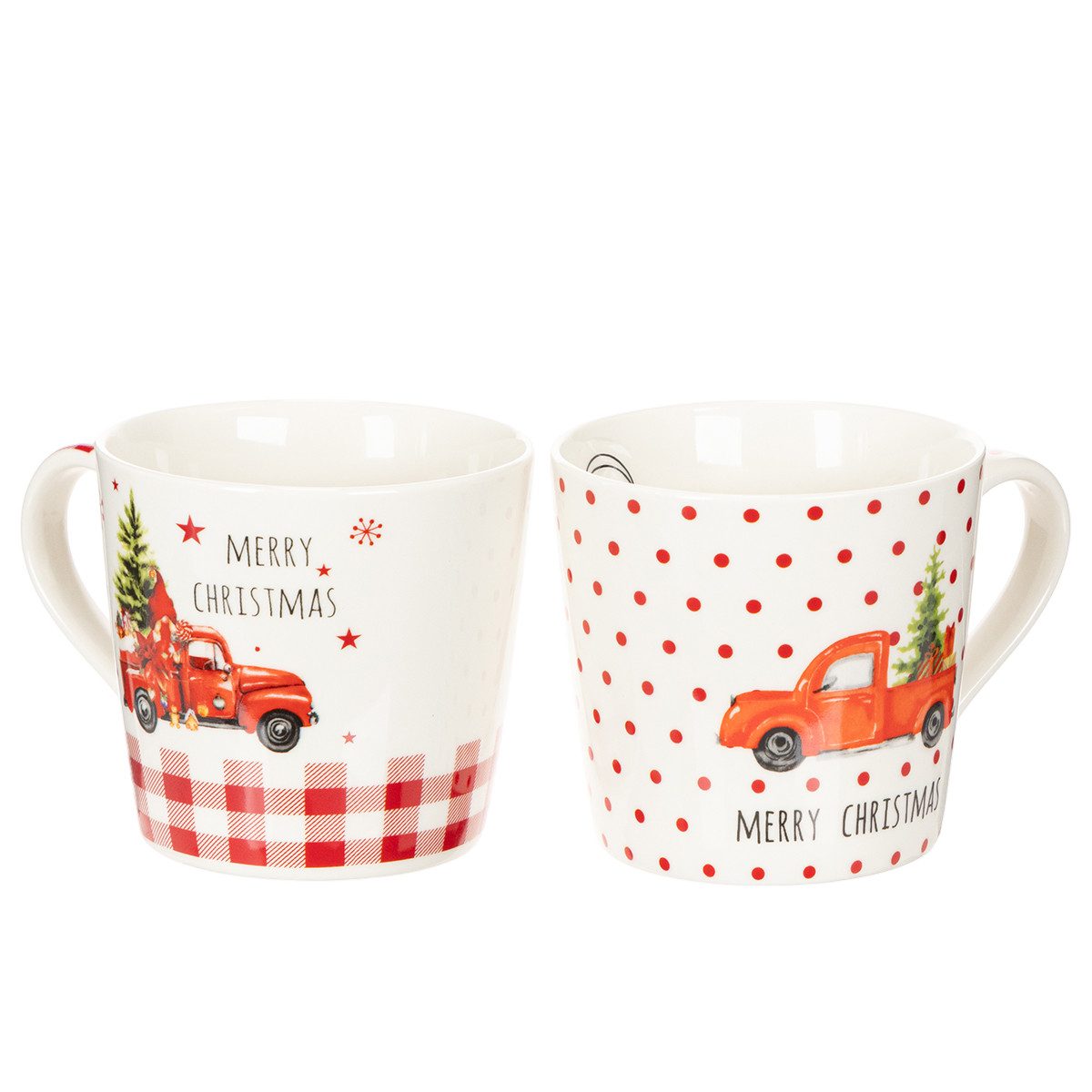 Kaemingk Weihnachtsmann Weihnachtliche Tassen mit festlichem Auto- und, 2 Stück