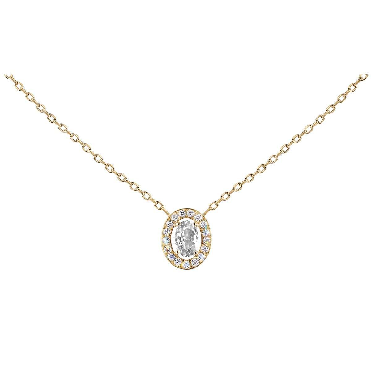 Jacques Lemans Kette mit Anhänger S-C246B, für Damen Edelstahl mit Zirkonia Gold/Weiß